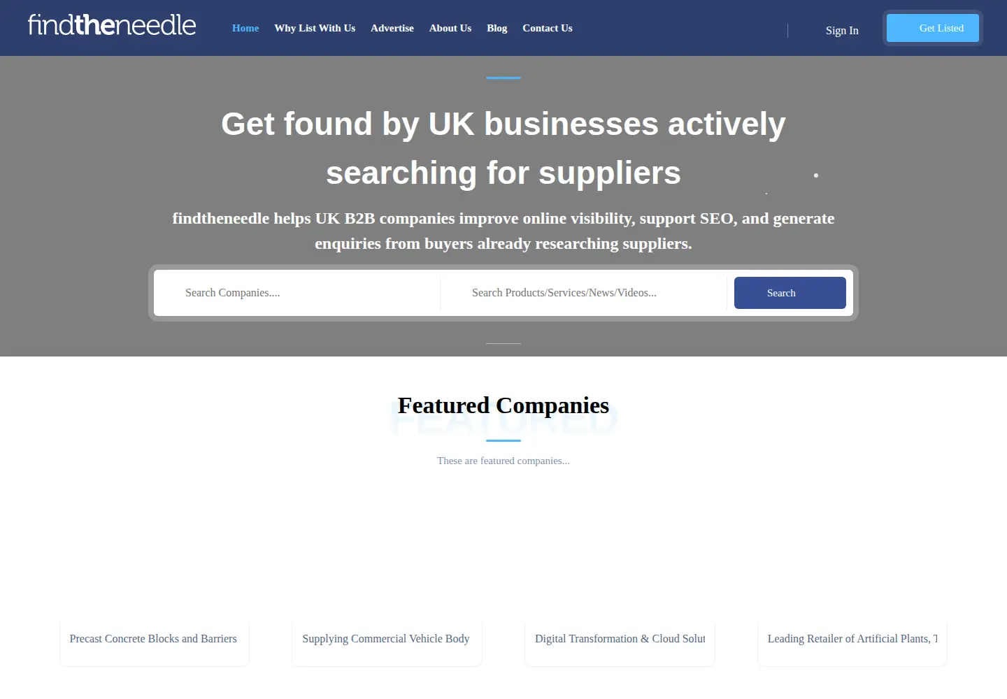 Screenshot of findtheneedle.co.uk