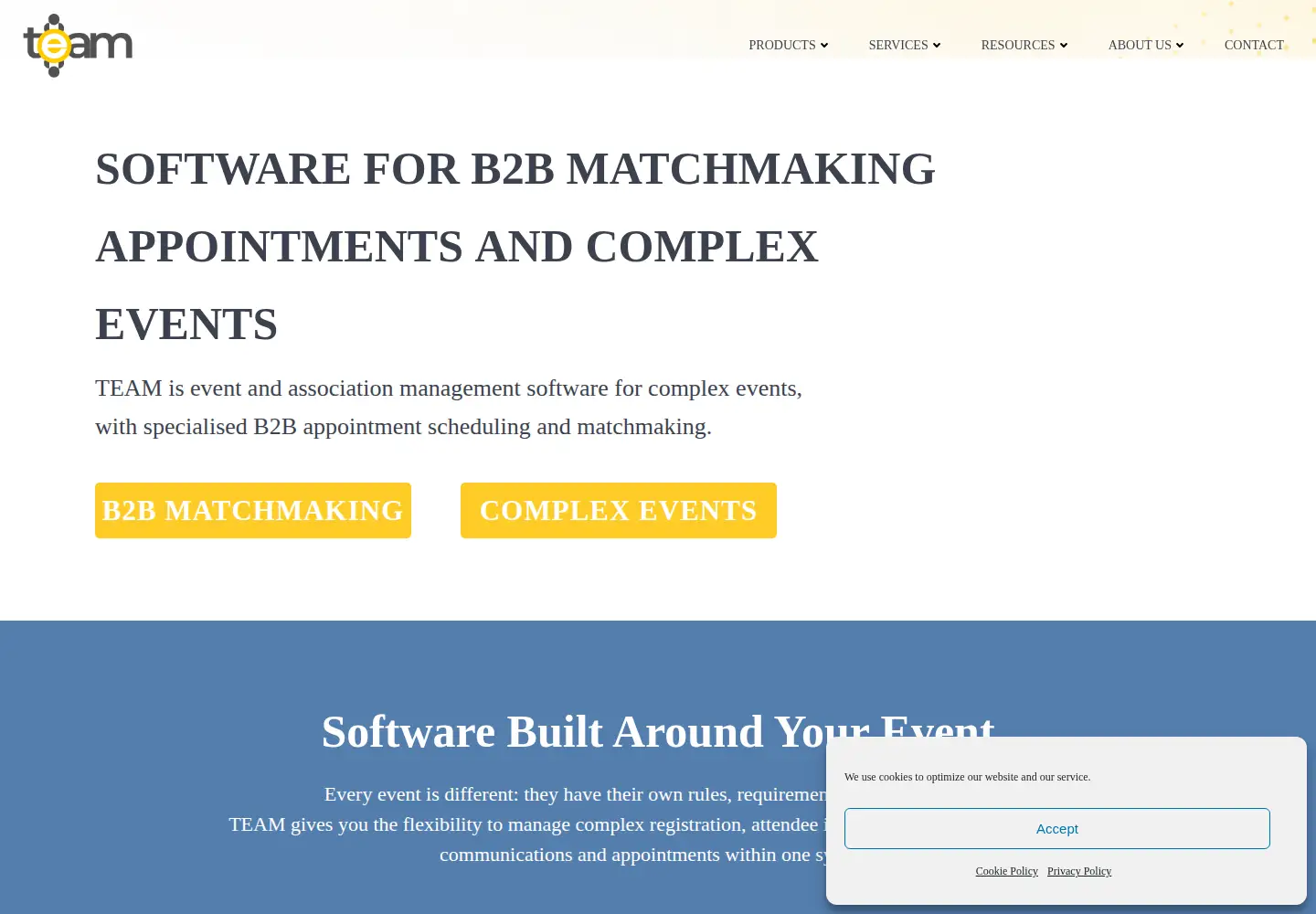 Captured homepage of teameventmanagement.com in the current scan