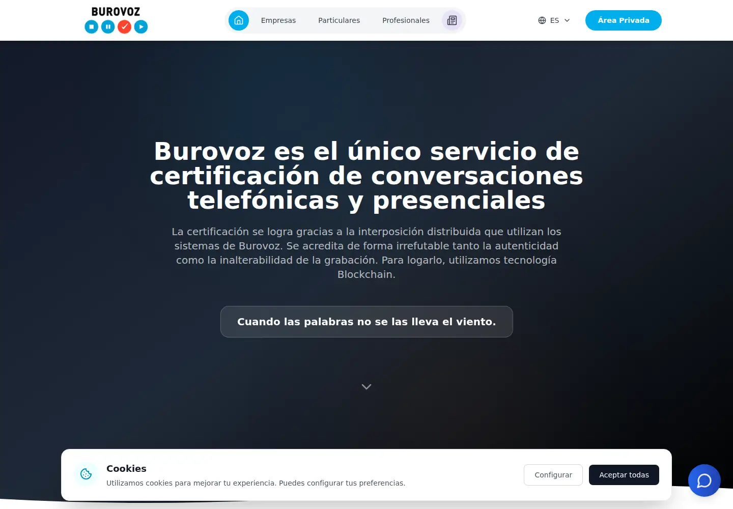Captured homepage of burovoz.es in the current scan