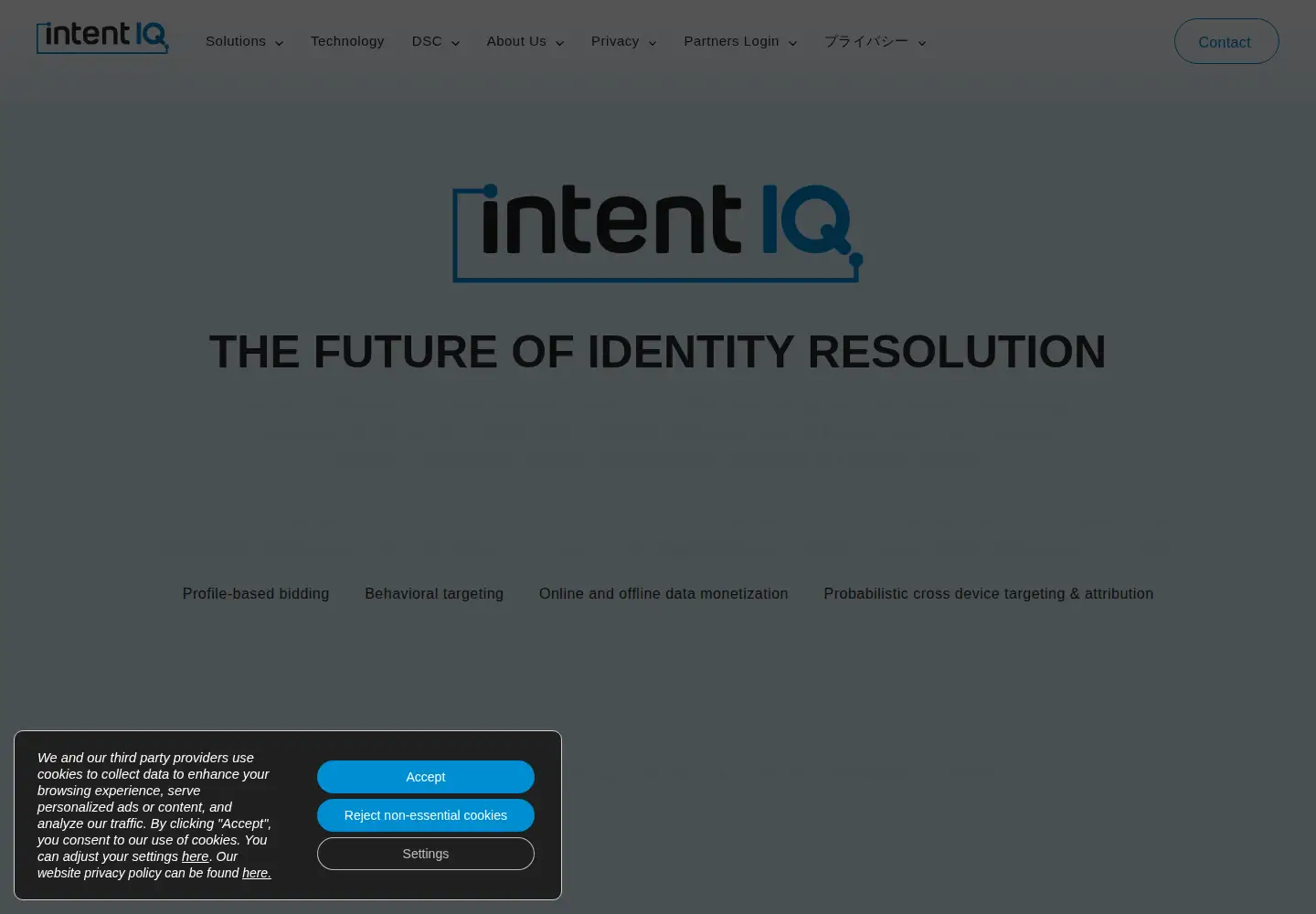 Captured homepage of intentiq.com in the current scan