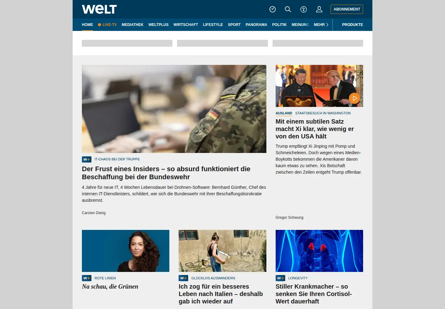 Screenshot of welt.de