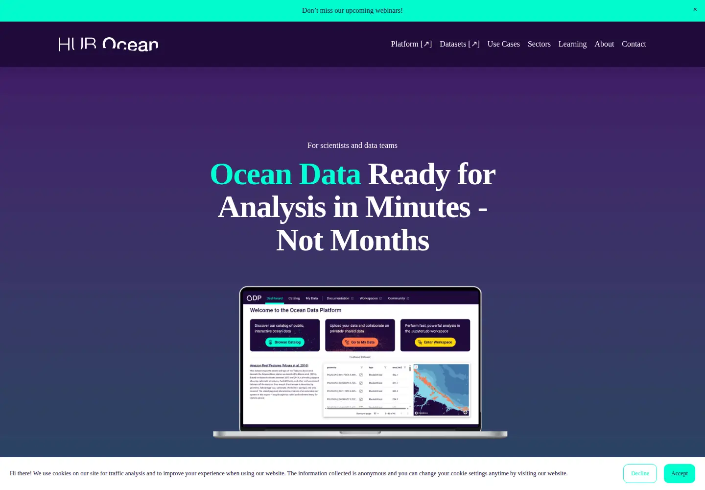 Screenshot of hubocean.earth
