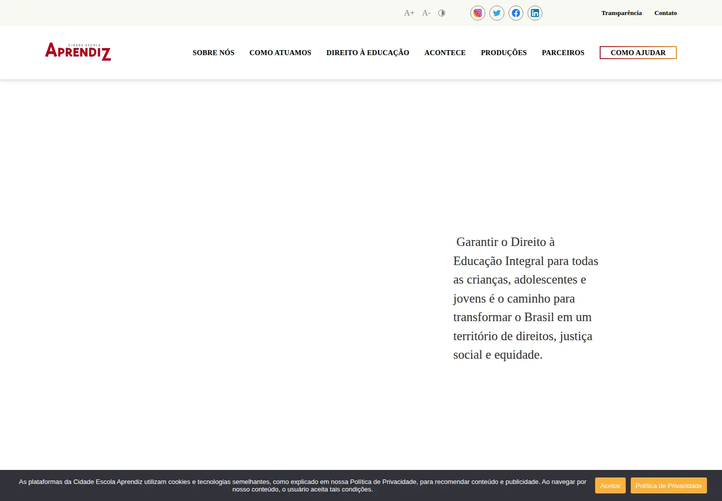 Screenshot of cidadeescolaaprendiz.org.br