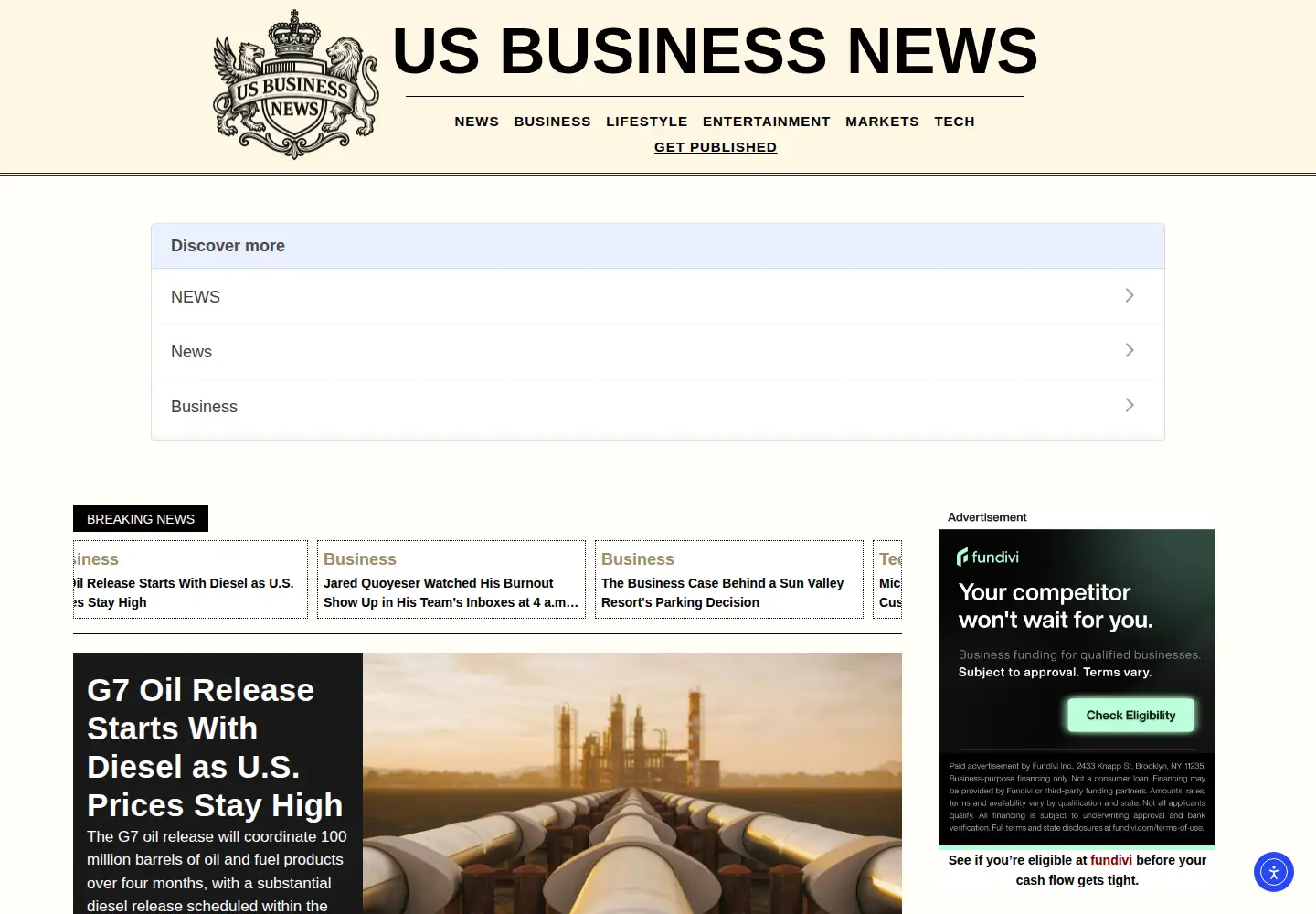 Screenshot of usbusinessnews.com
