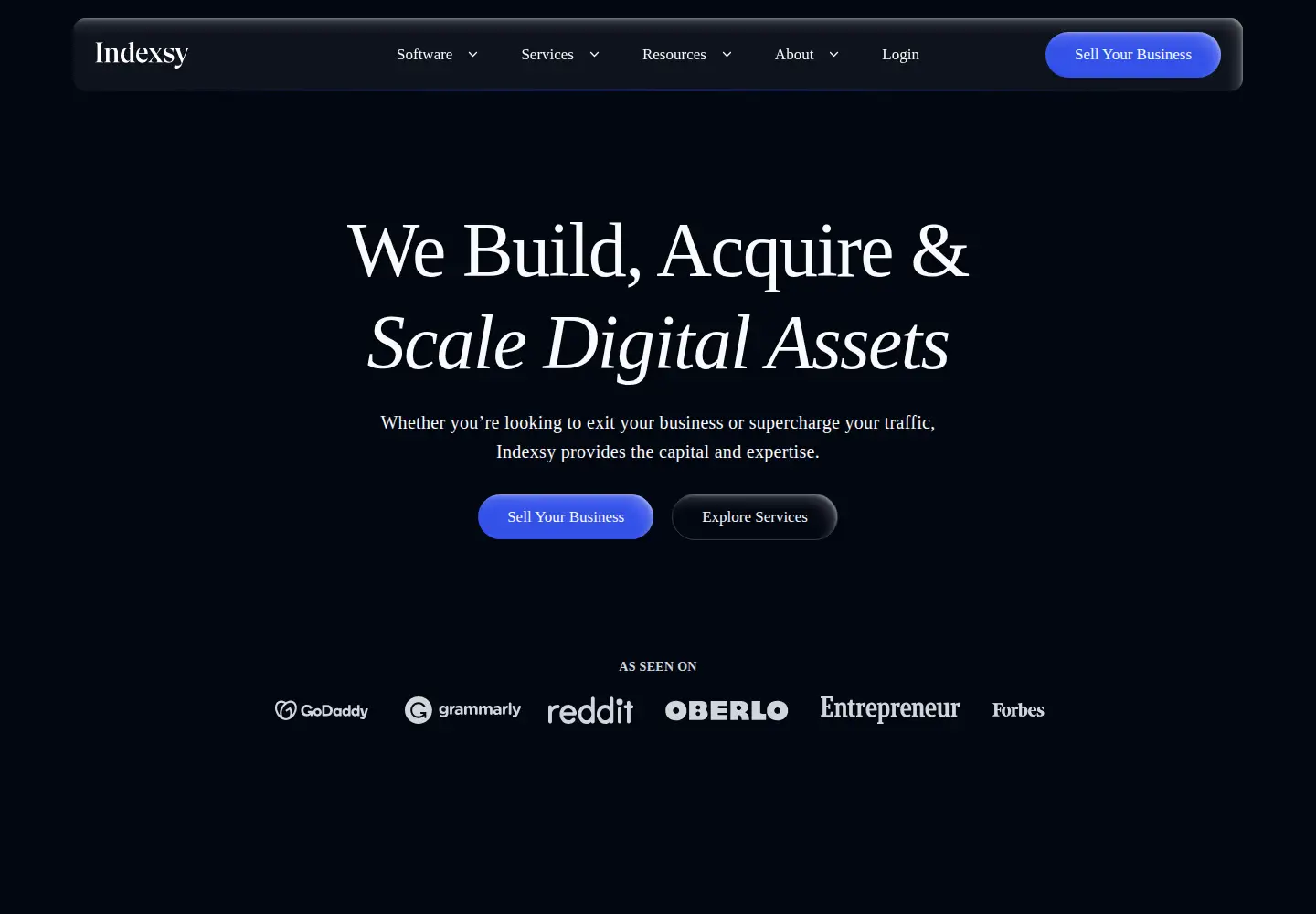 Captured homepage of indexsy.com in the current scan