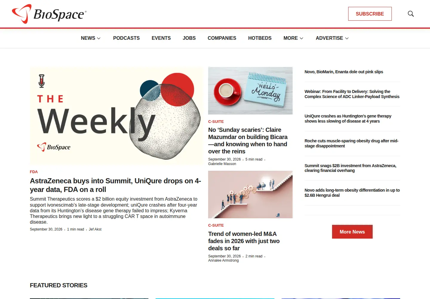 Screenshot of biospace.com