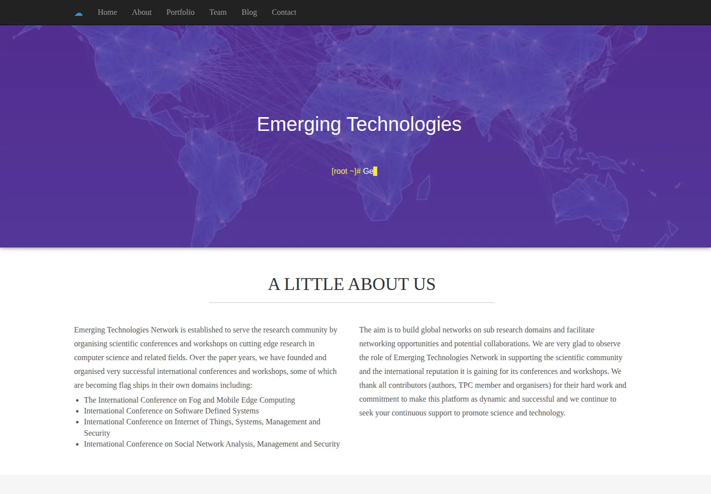 Captured homepage of emergingtechnet.org in the current scan