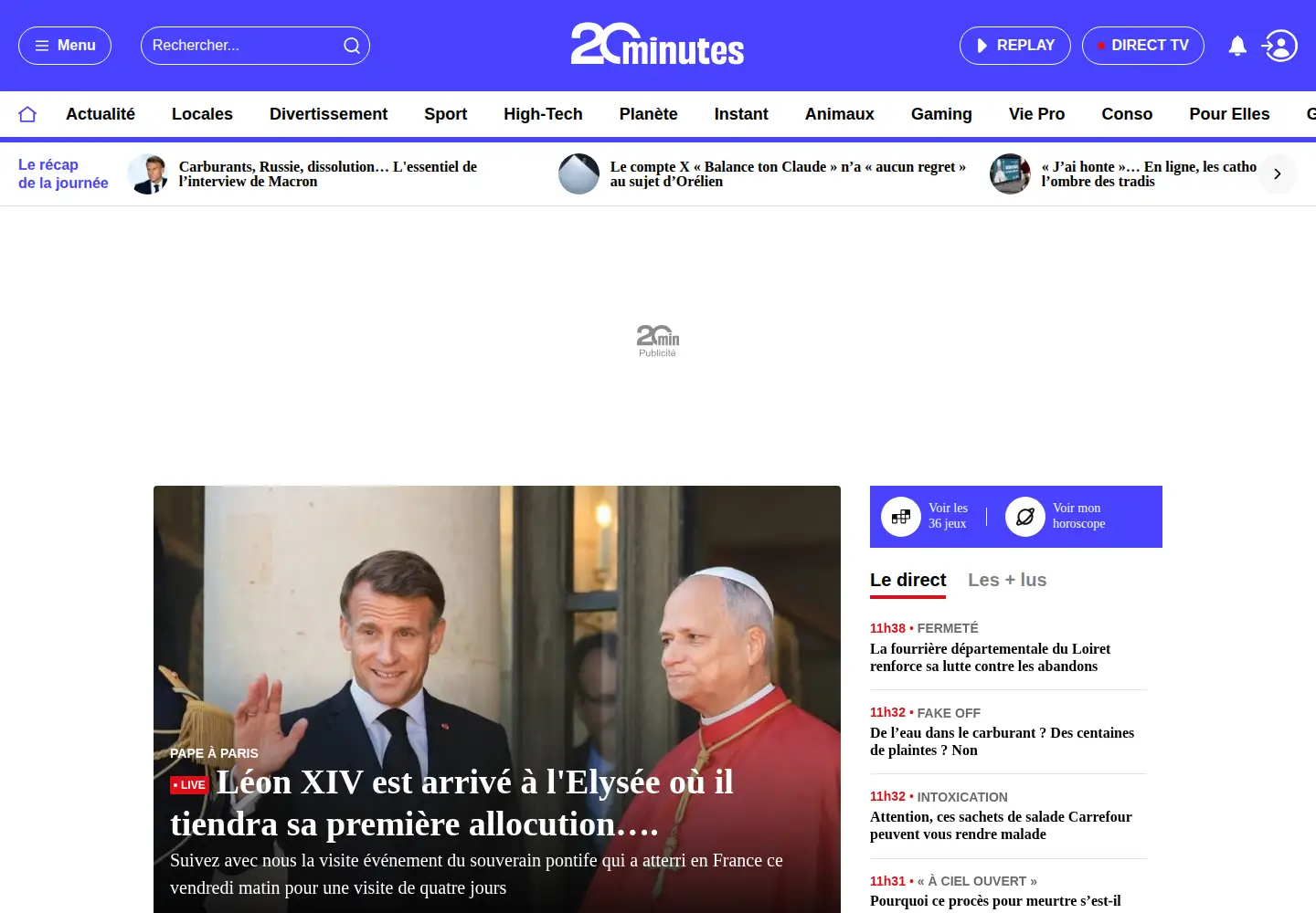 Screenshot of 20minutes.fr
