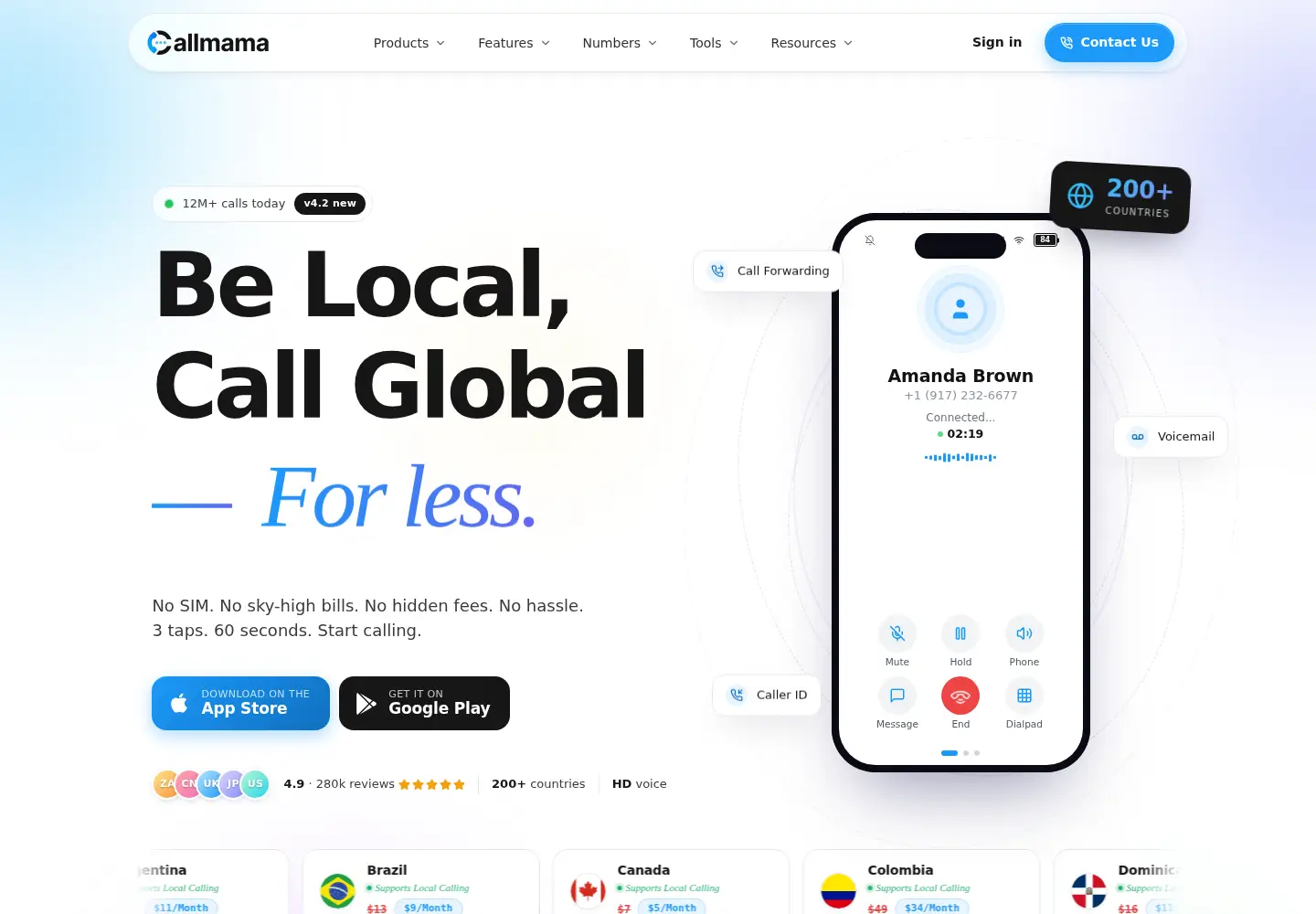 Captured homepage of callmama.com in the current scan