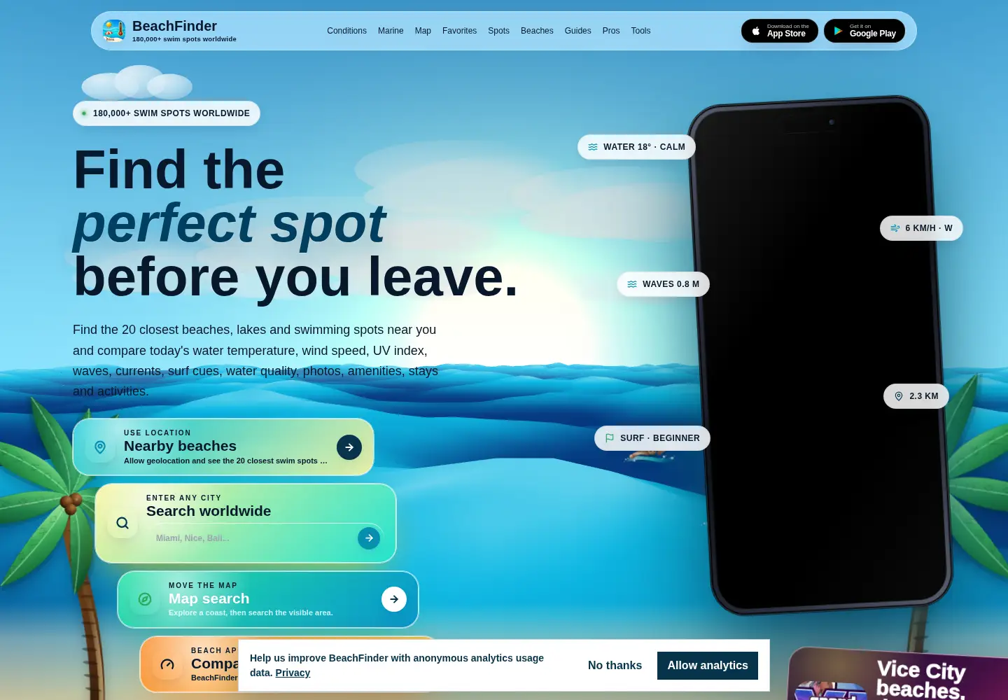 Captured homepage of getbeachfinder.com in the current scan