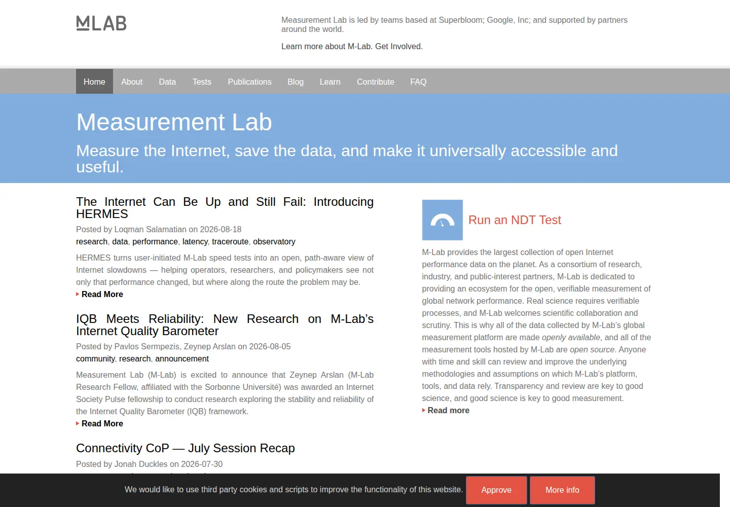 Screenshot of measurementlab.net