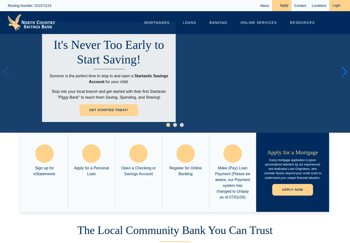 Screenshot of northcountrysavings.bank