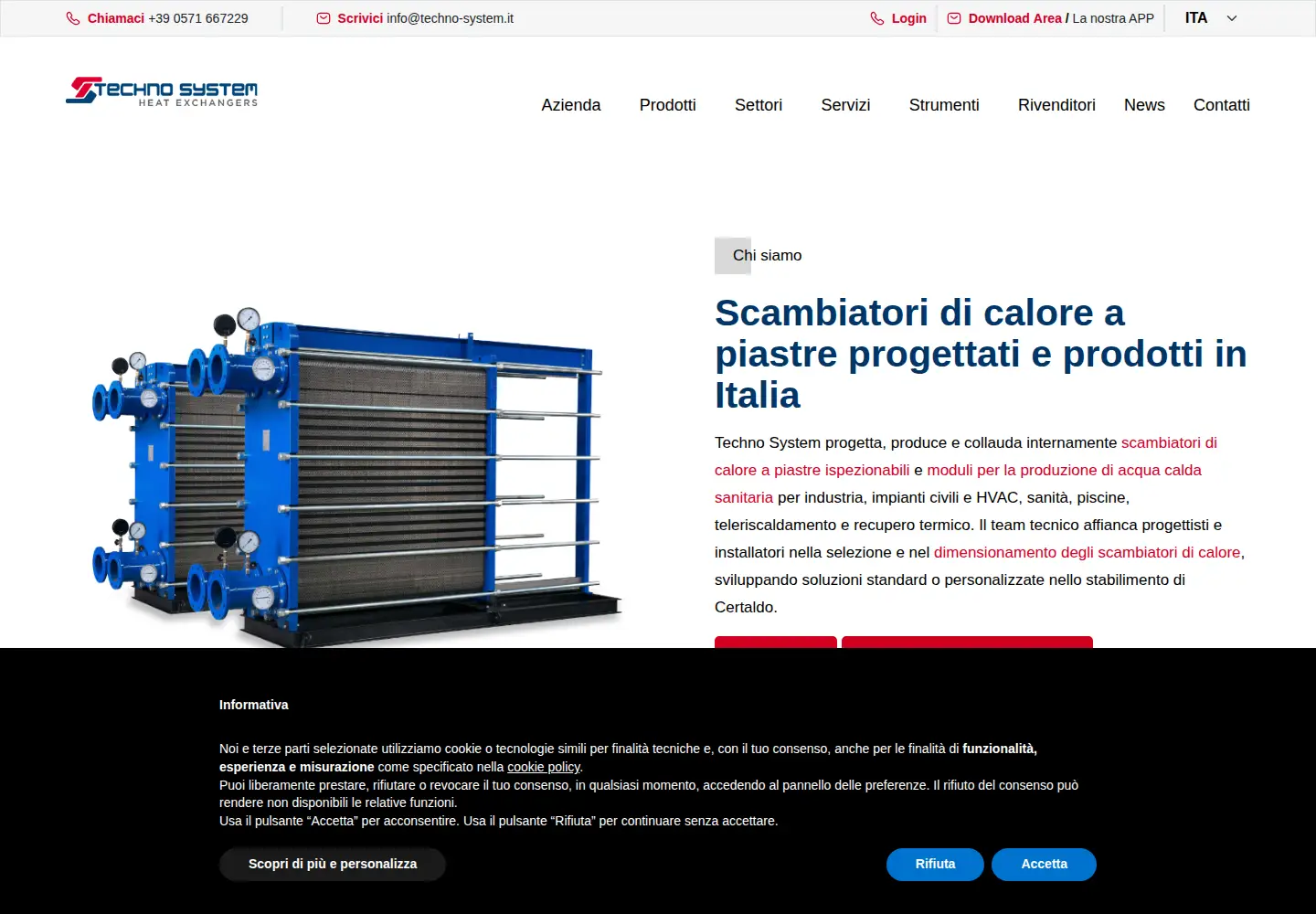 Captured homepage of techno-system.it in the current scan