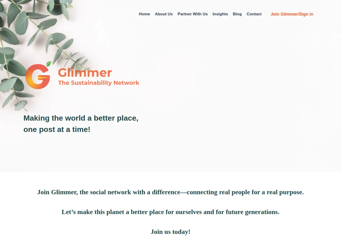 Captured homepage of glimmerworld.com in the current scan