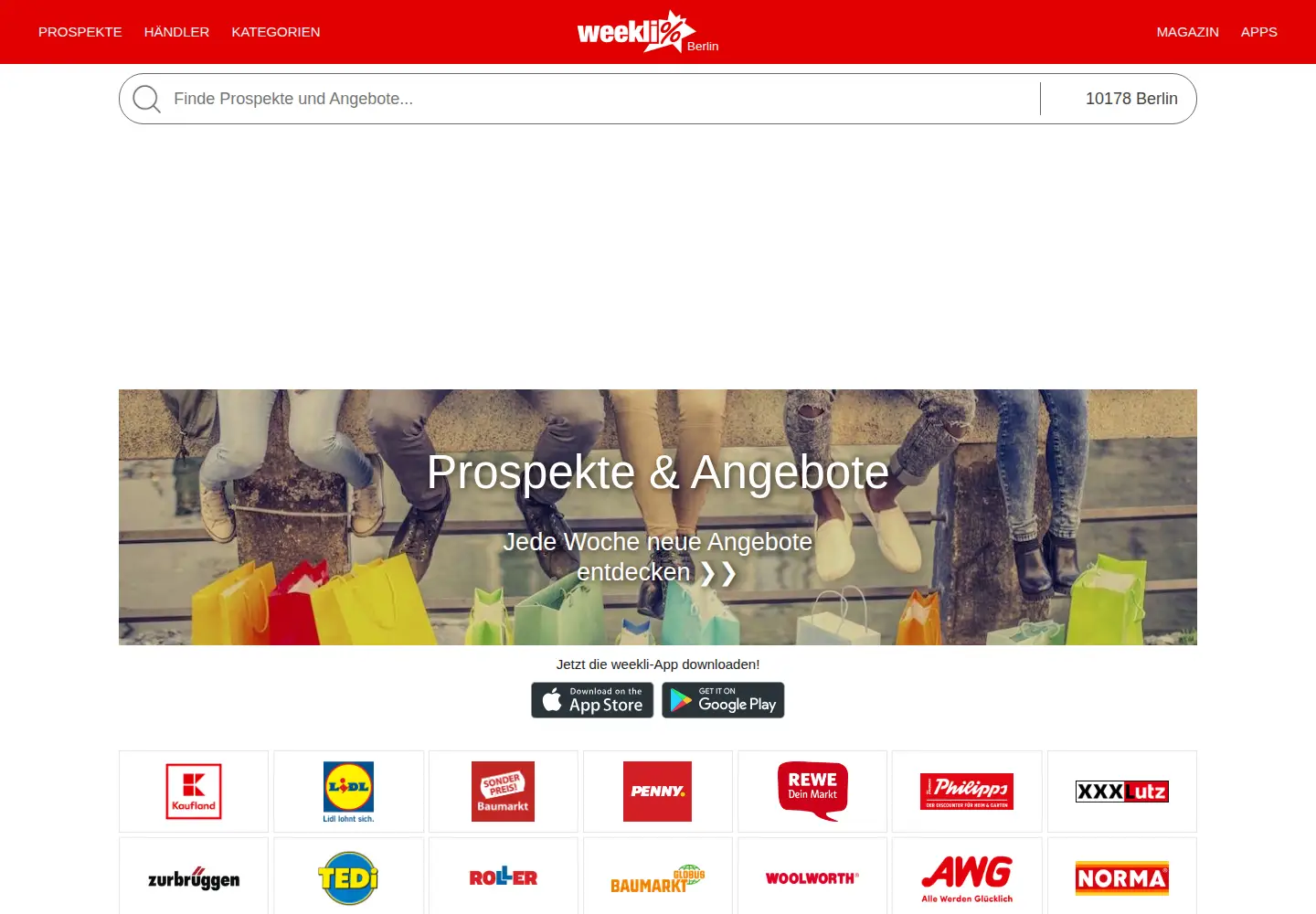 Captured homepage of weekli.de in the current scan