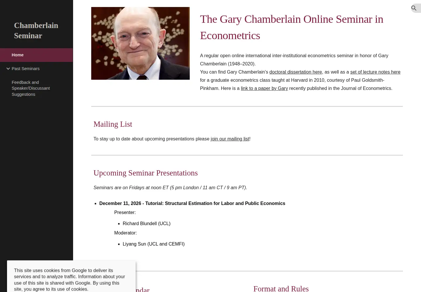 Screenshot of chamberlainseminar.org