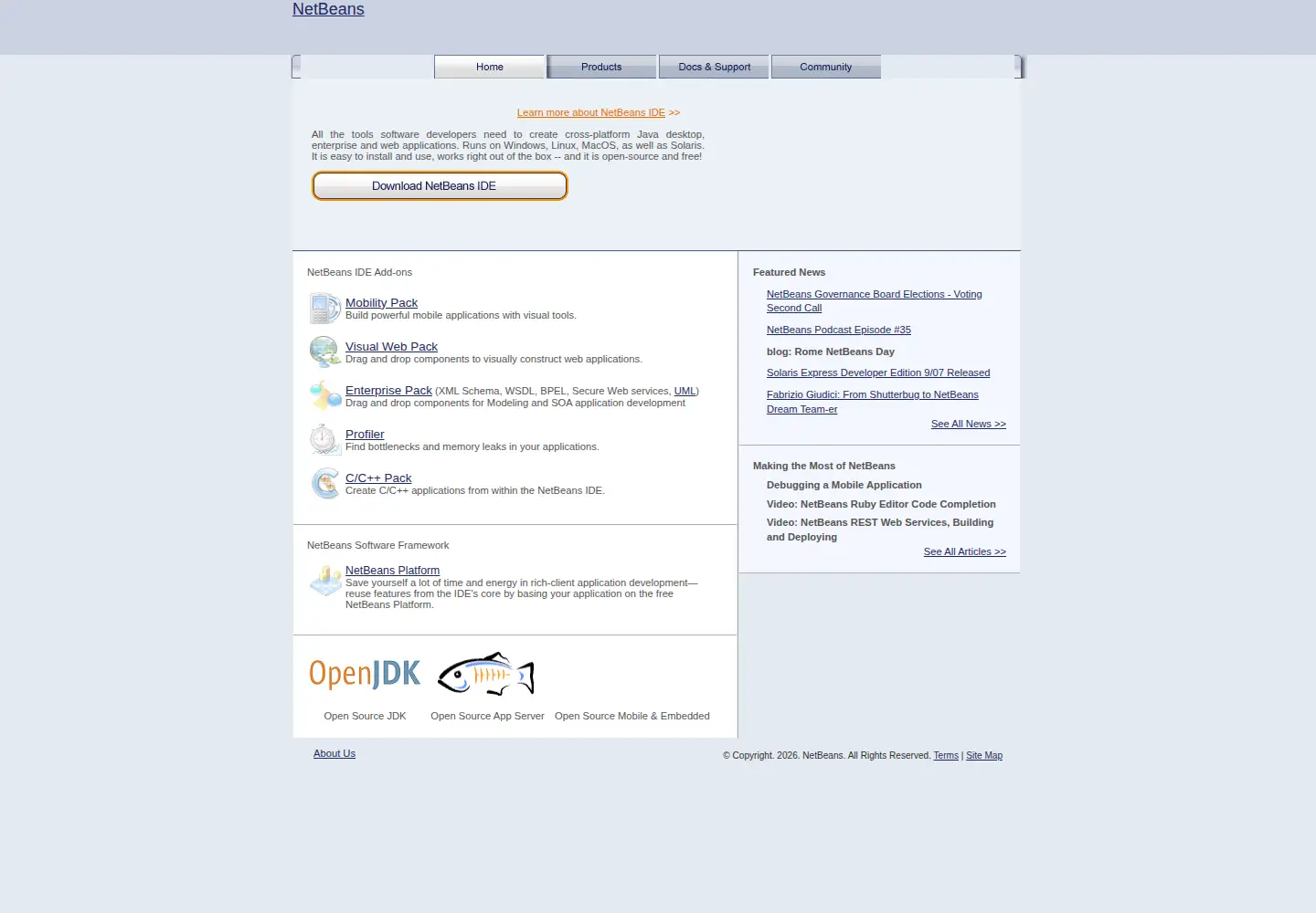 Screenshot of netbeans.info