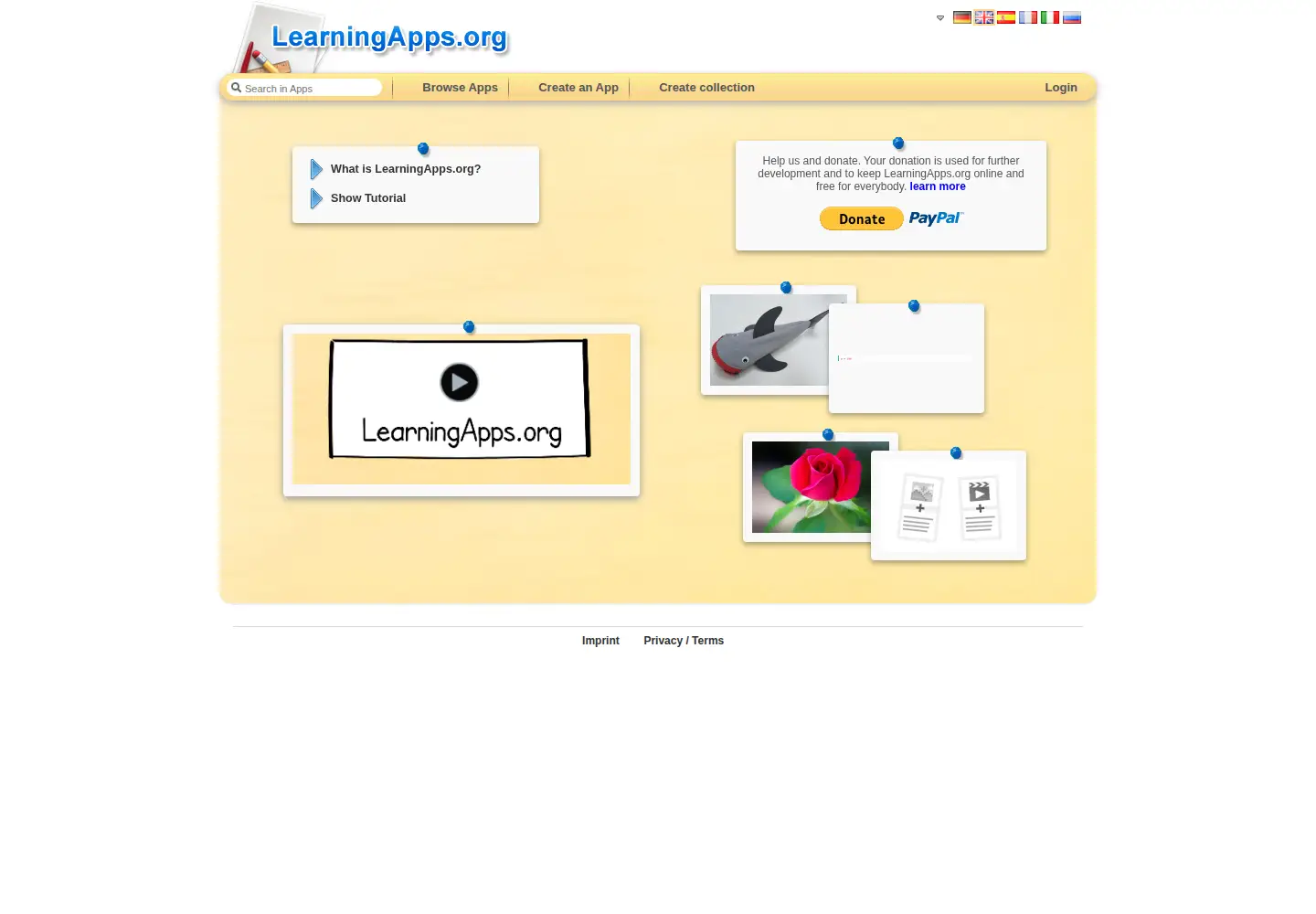 Screenshot of learningapps.org