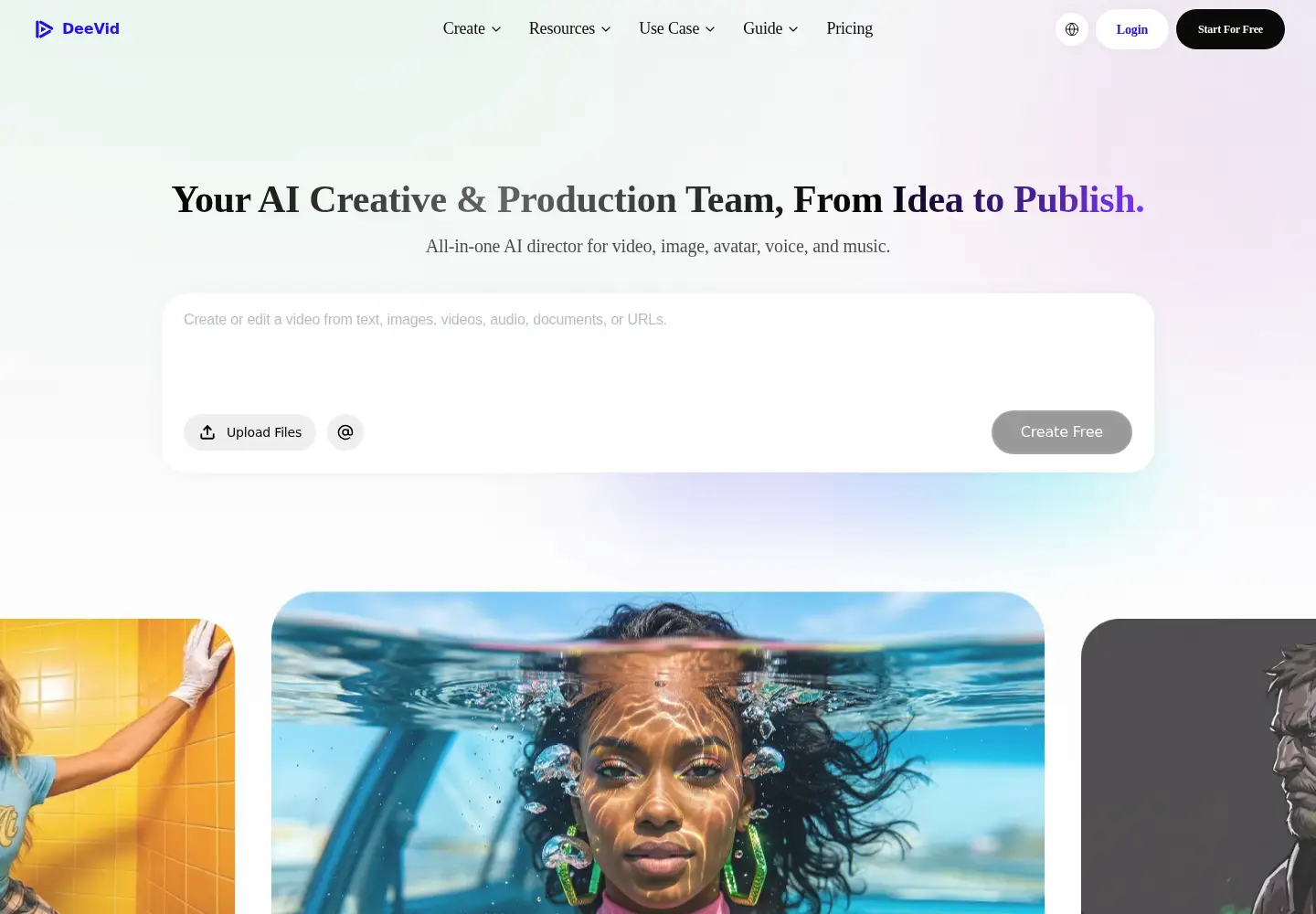 Screenshot of deevid.ai