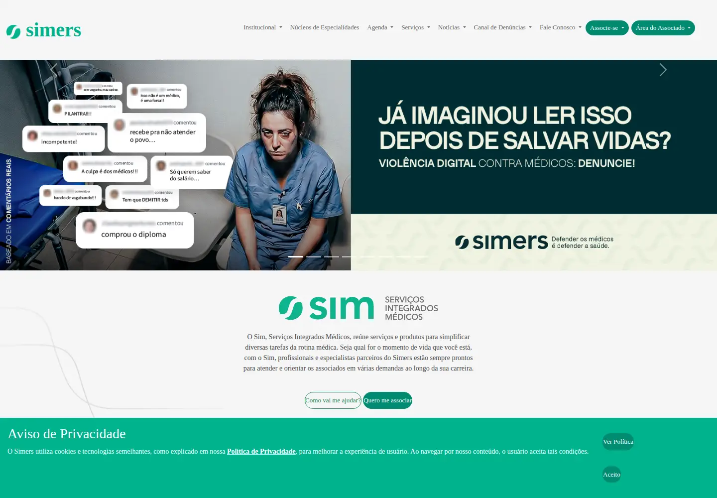 Captured homepage of simers.org.br in the current scan