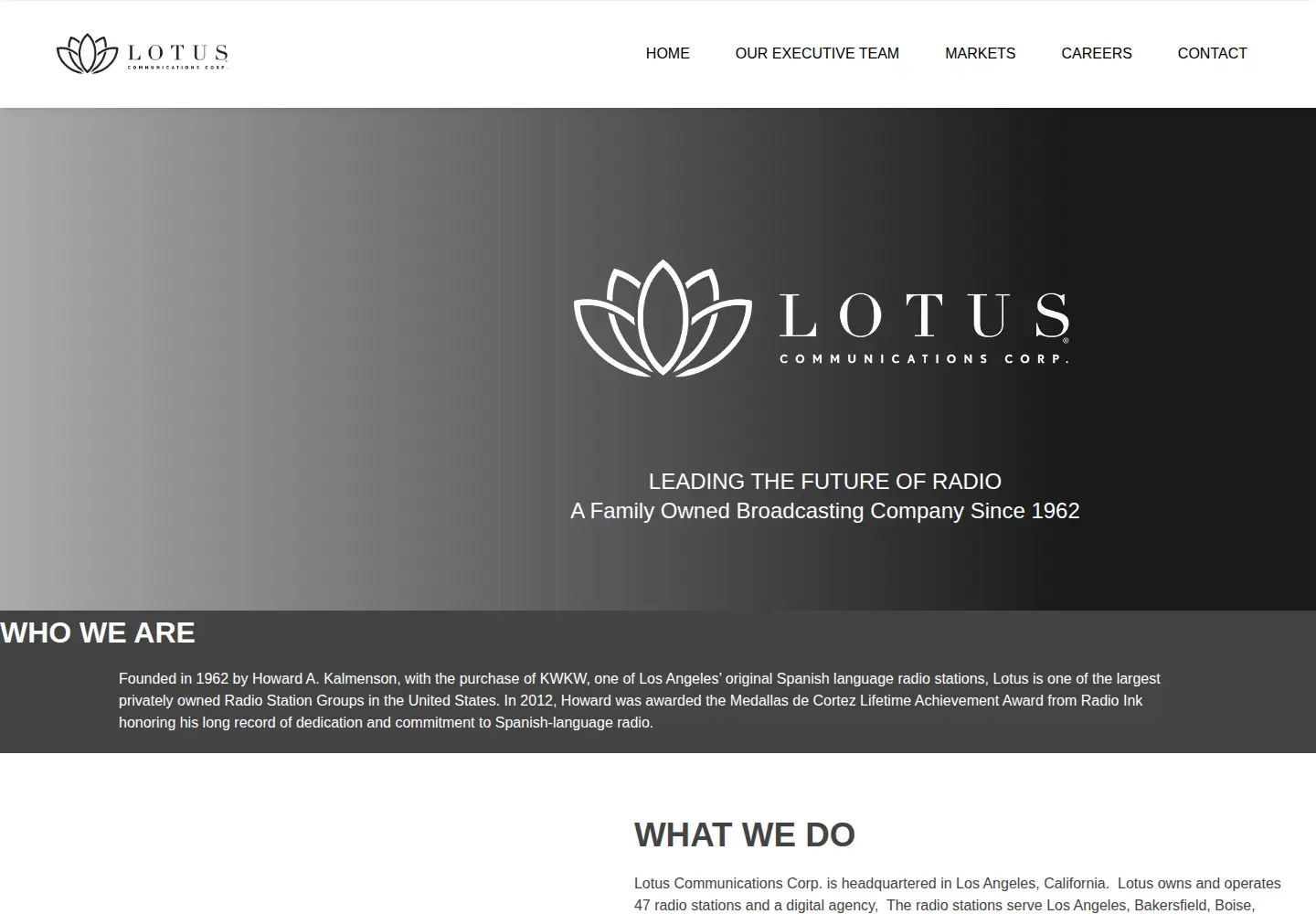 Captured homepage of lotuscorp.com in the current scan