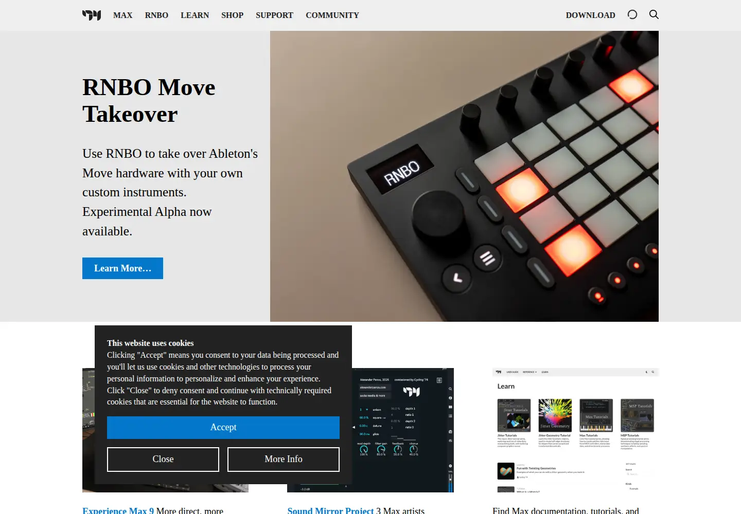 Screenshot of cycling74.com