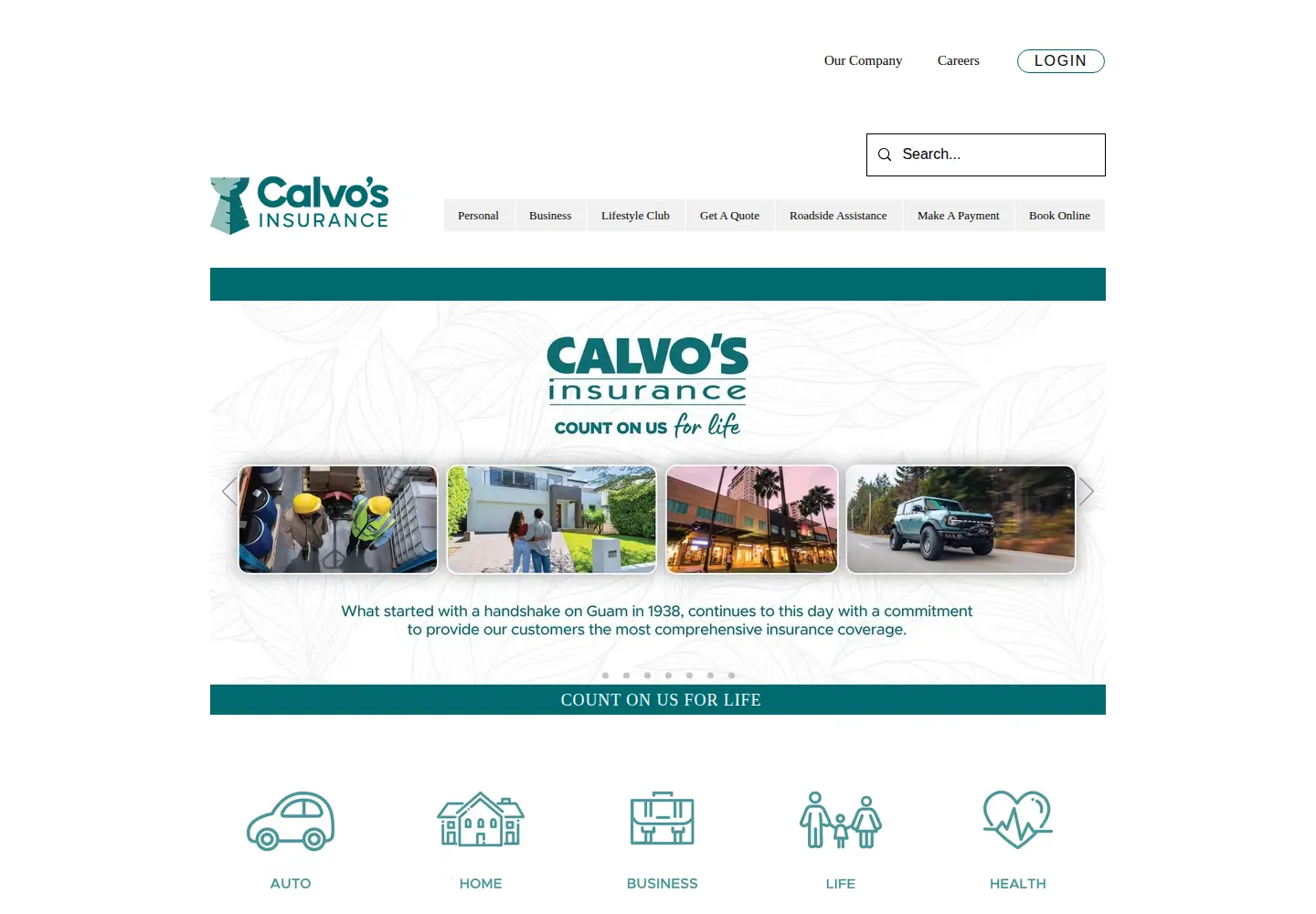 Captured homepage of calvos.com in the current scan