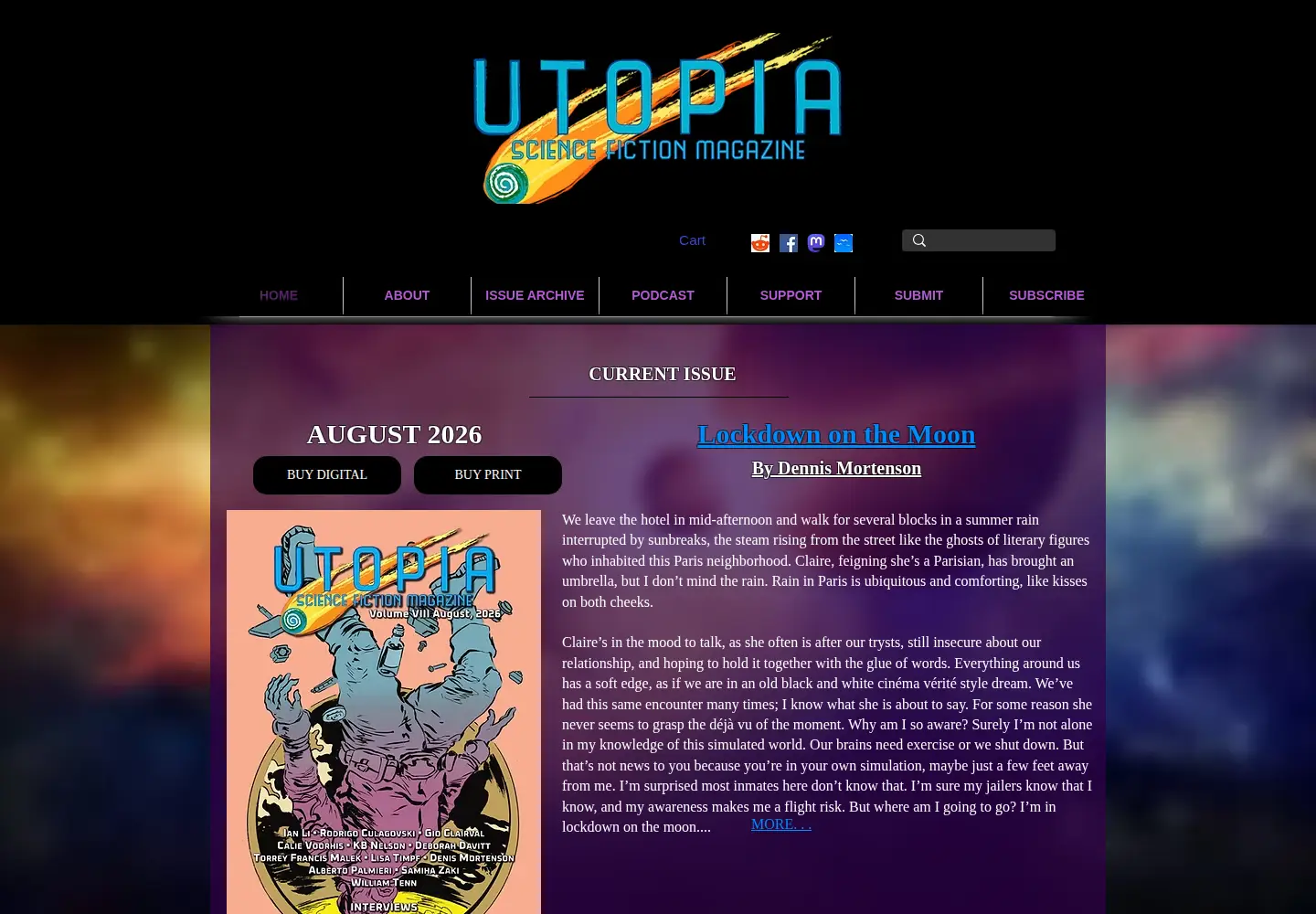 Captured homepage of utopiasciencefiction.com in the current scan