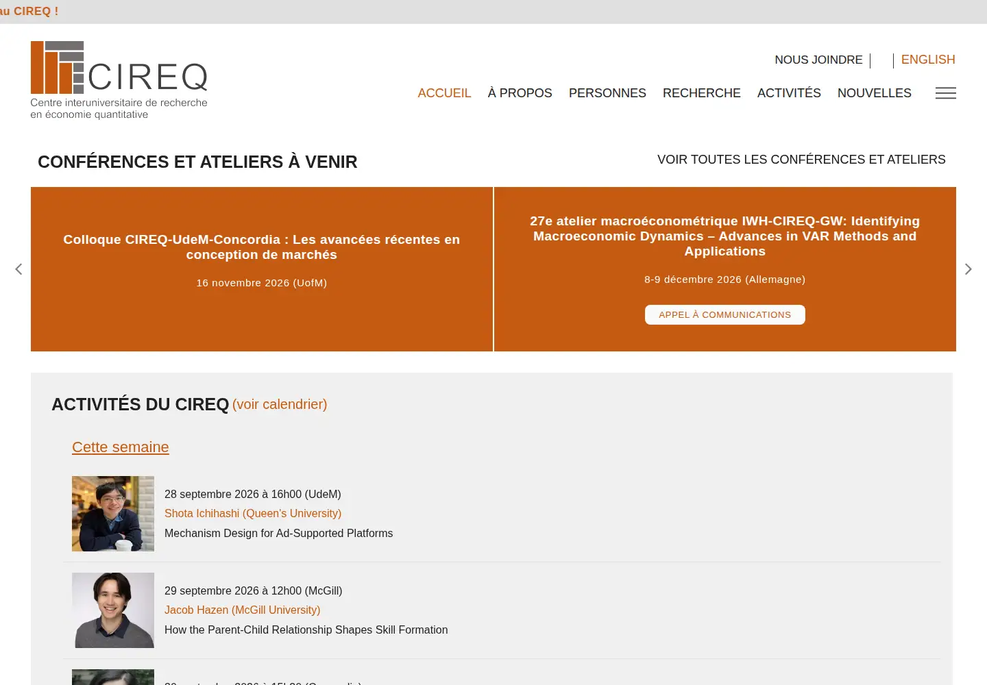 Captured homepage of cireqmontreal.com in the current scan