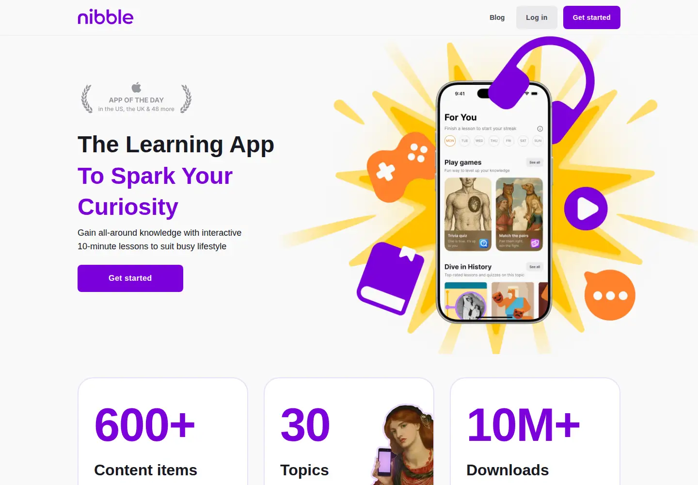 Captured homepage of nibble-app.com in the current scan