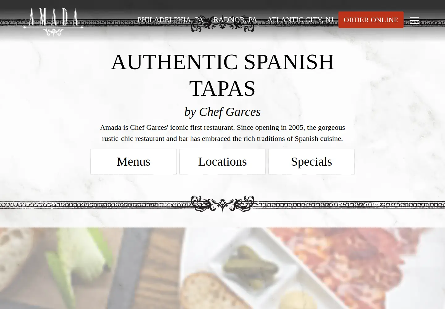 Screenshot of amadarestaurant.com