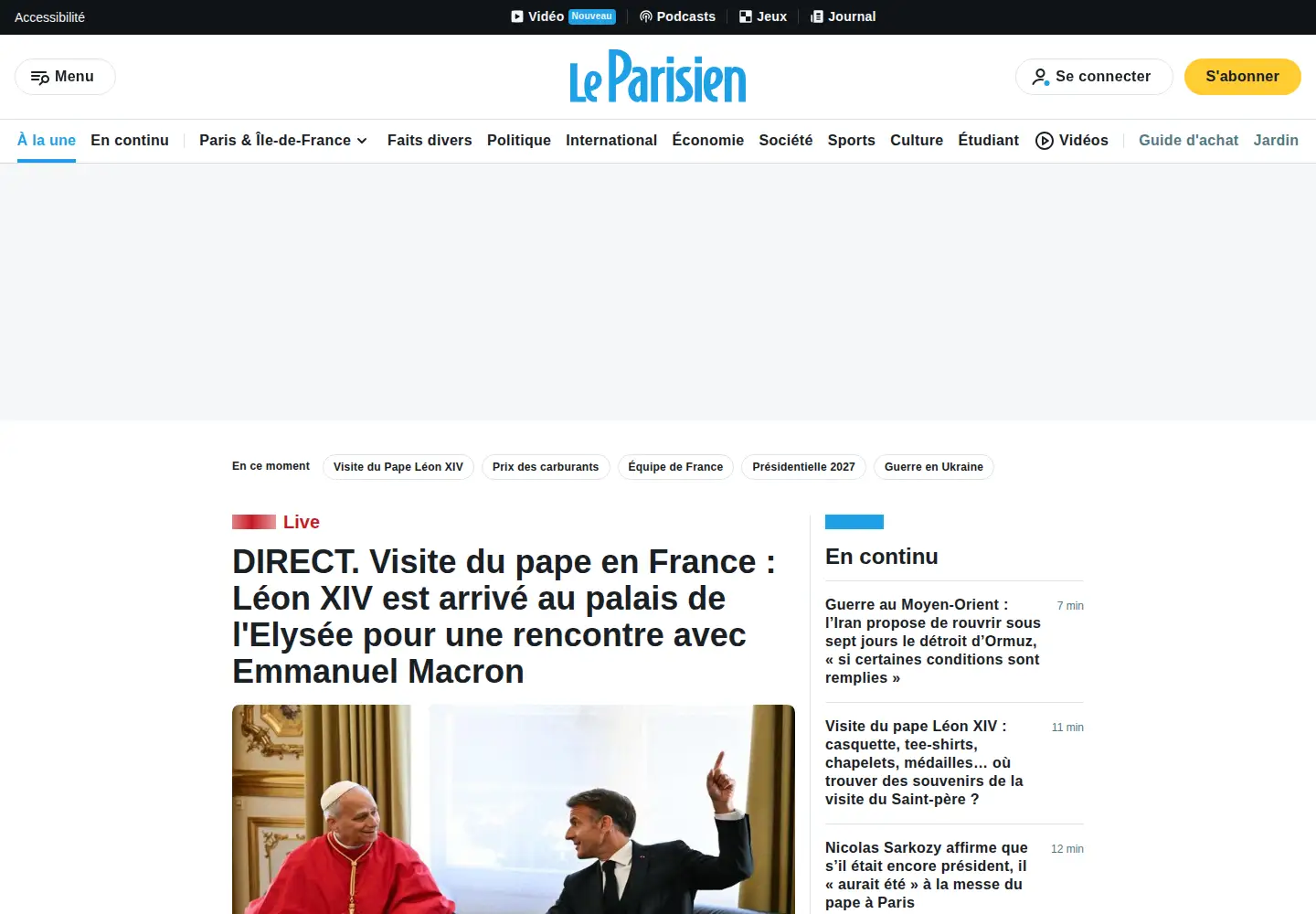 Screenshot of leparisien.fr