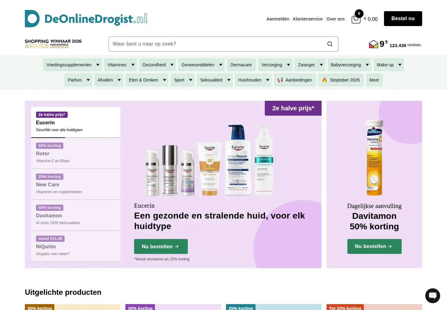 Captured homepage of deonlinedrogist.nl in the current scan
