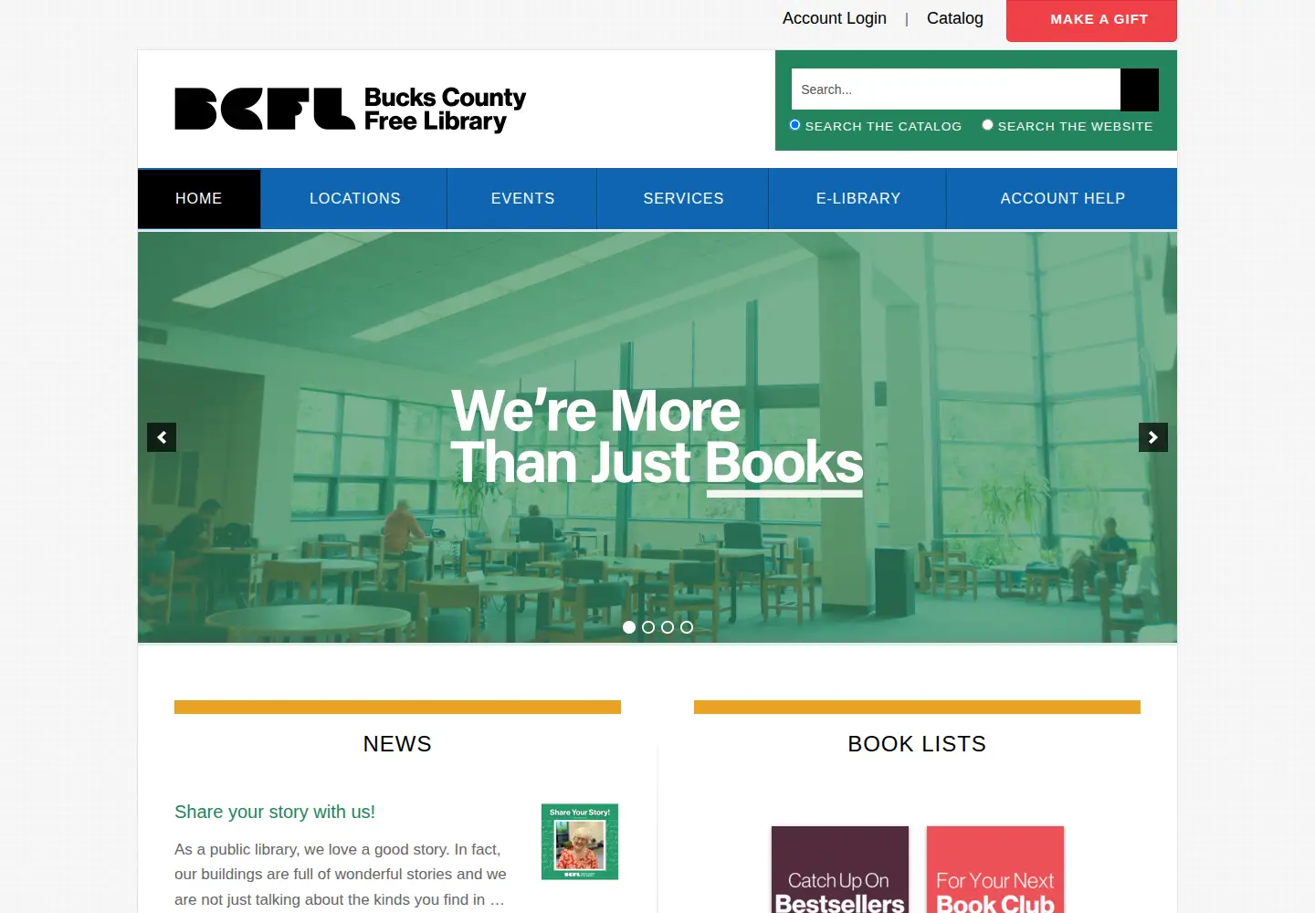 Captured homepage of buckslib.org in the current scan