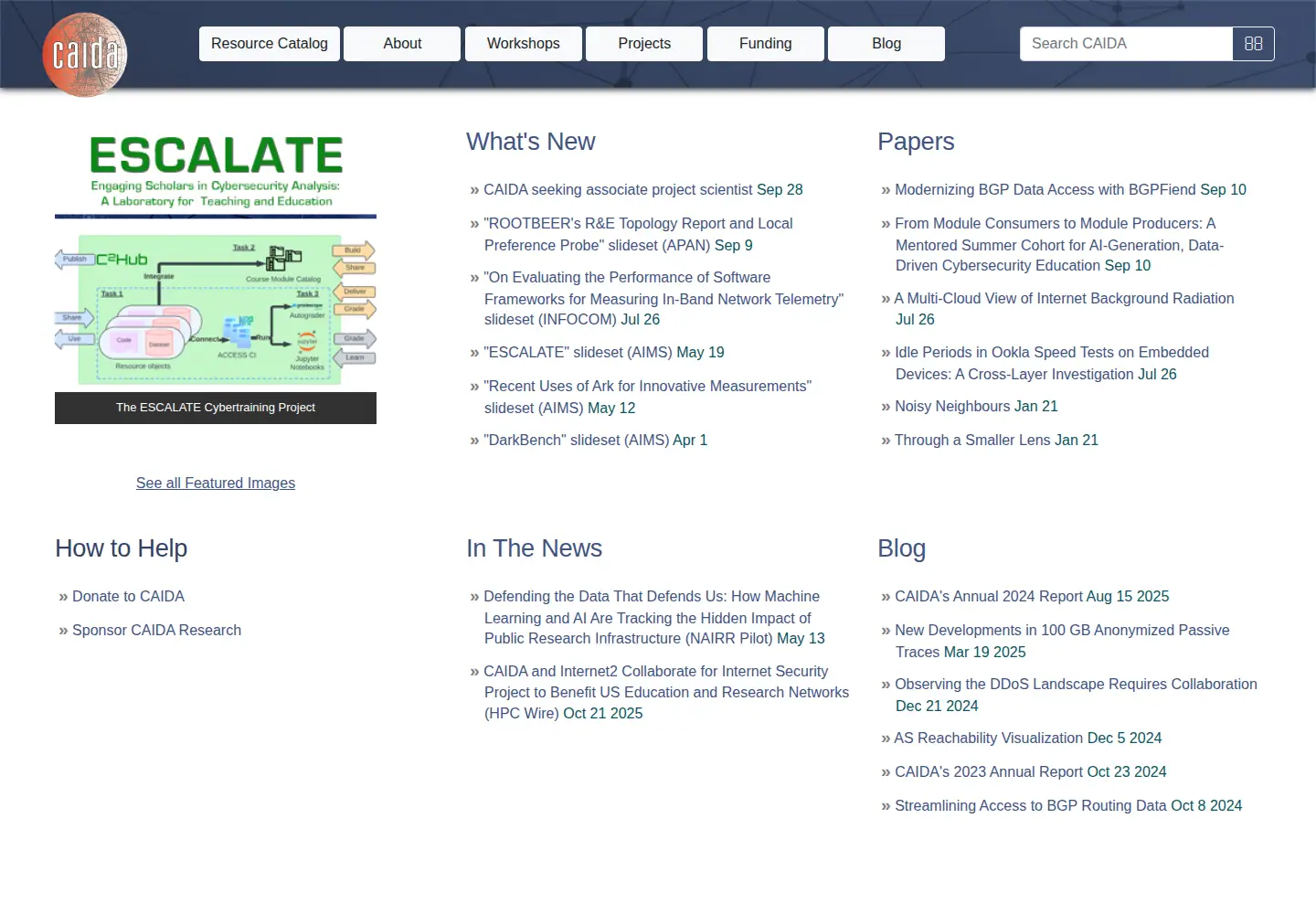 Screenshot of caida.org