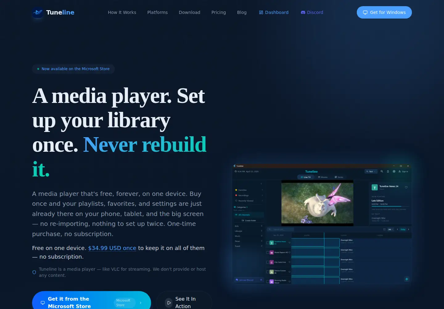 Screenshot of tuneline.app