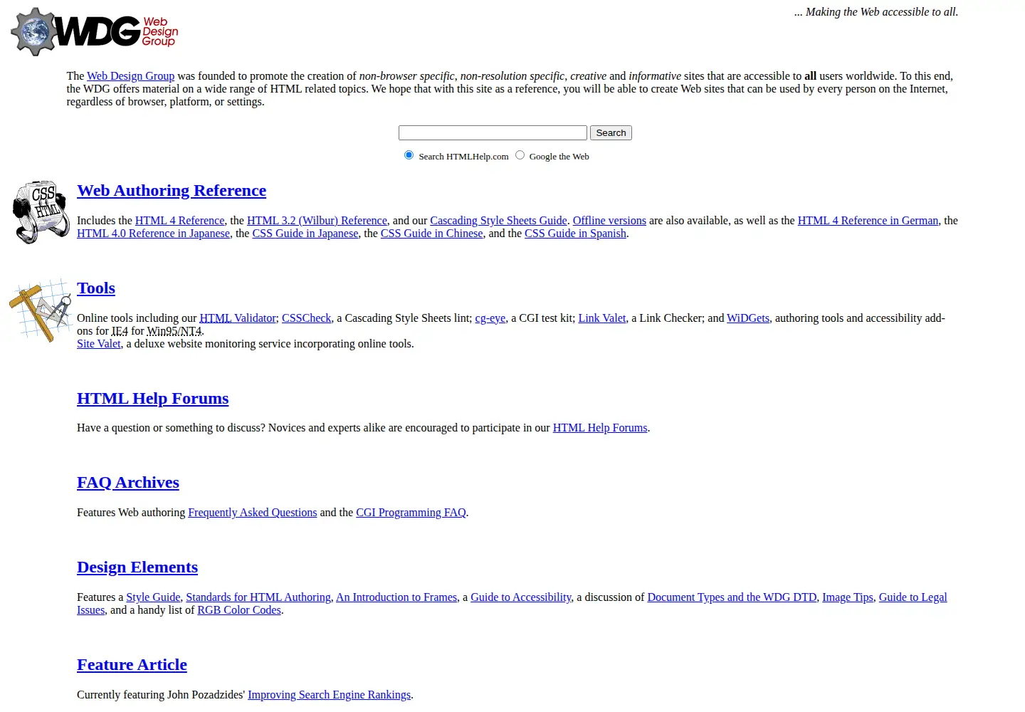 Screenshot of htmlhelp.com