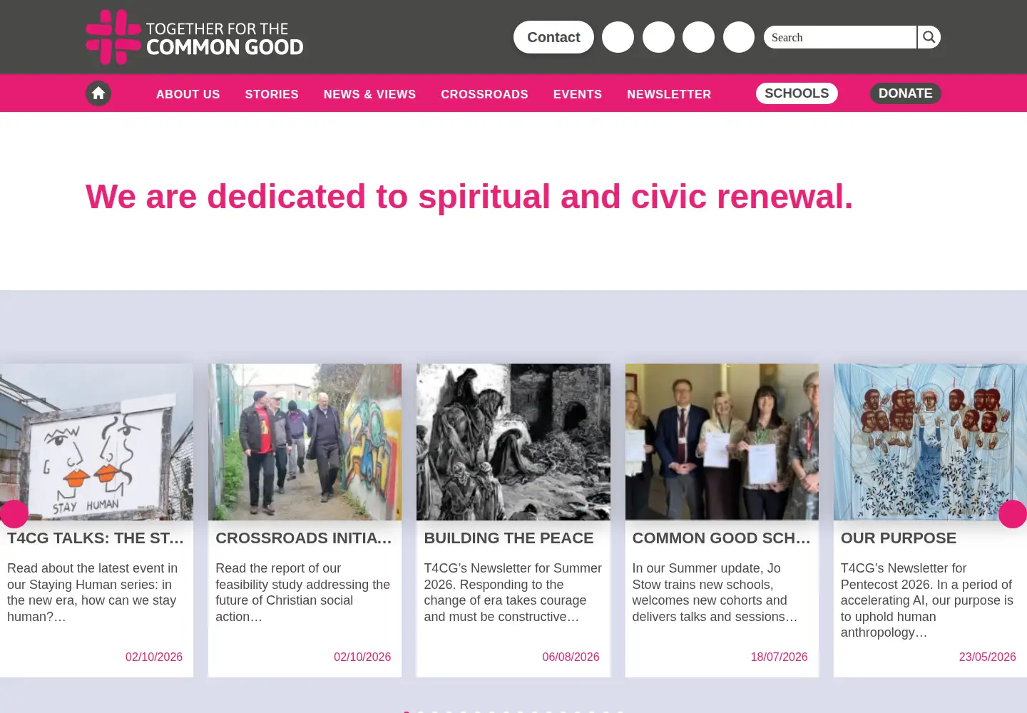 Captured homepage of togetherforthecommongood.co.uk in the current scan