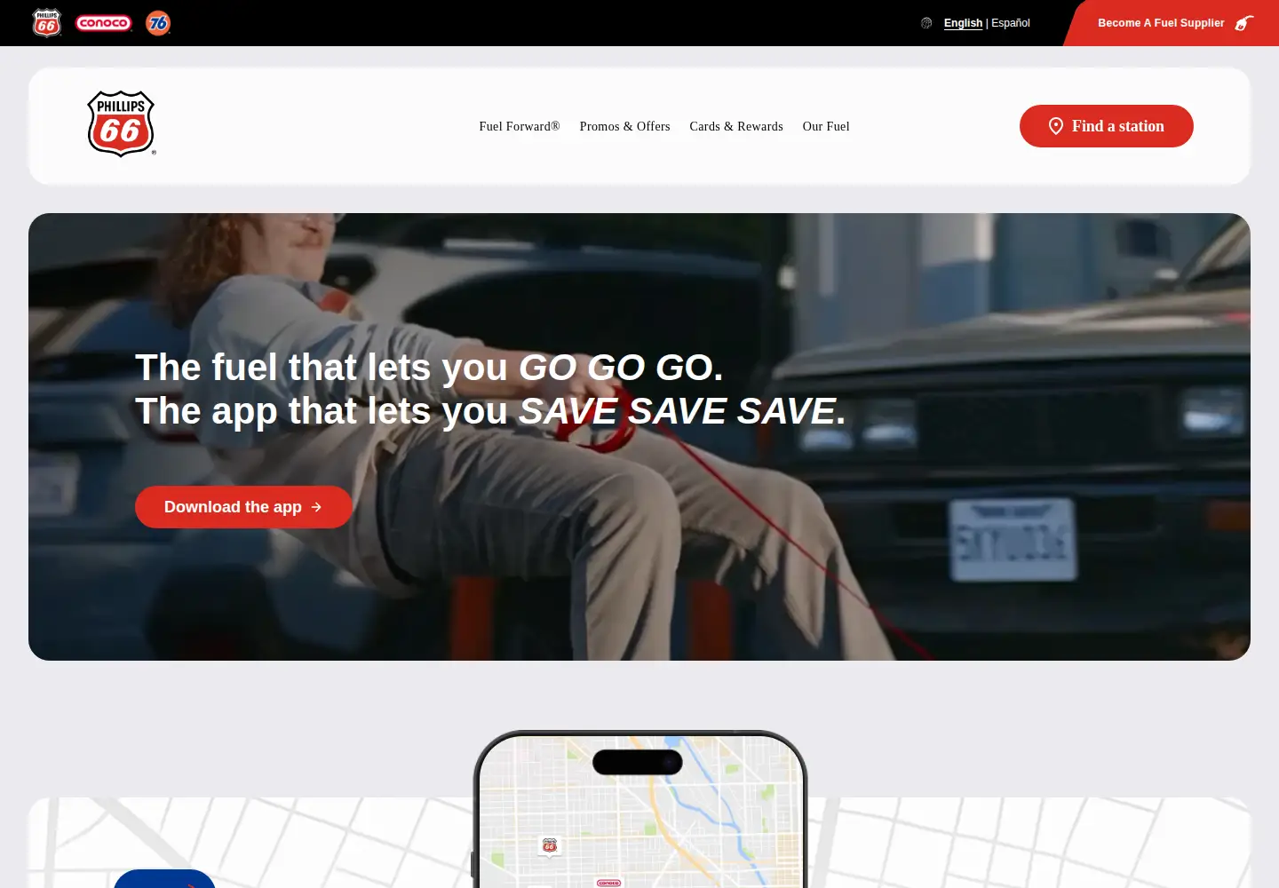 Captured homepage of phillips66gas.com in the current scan