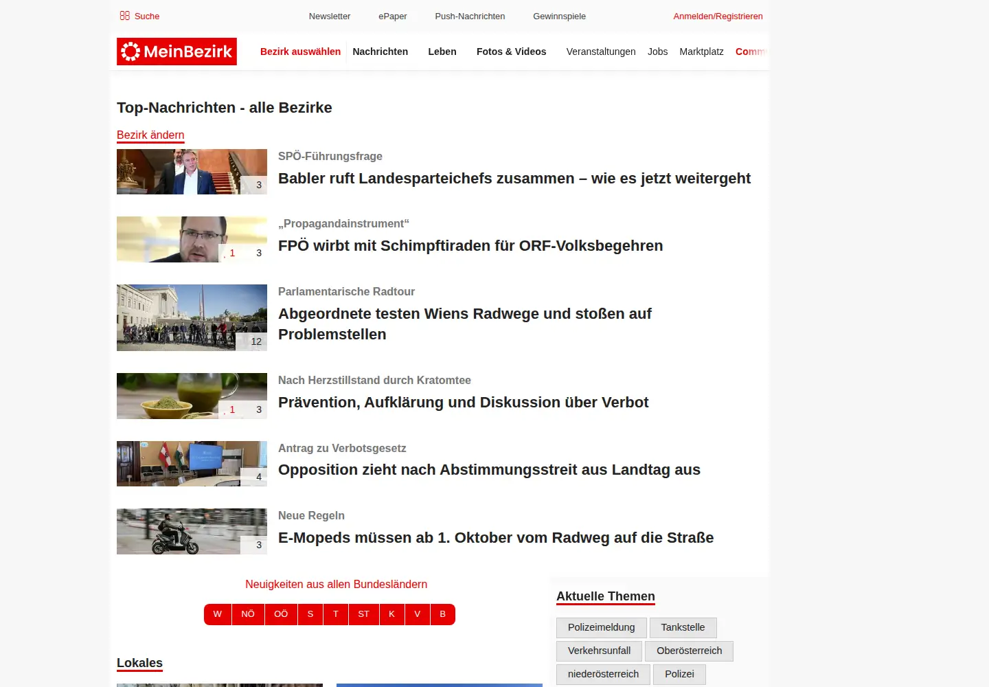 Screenshot of meinbezirk.at