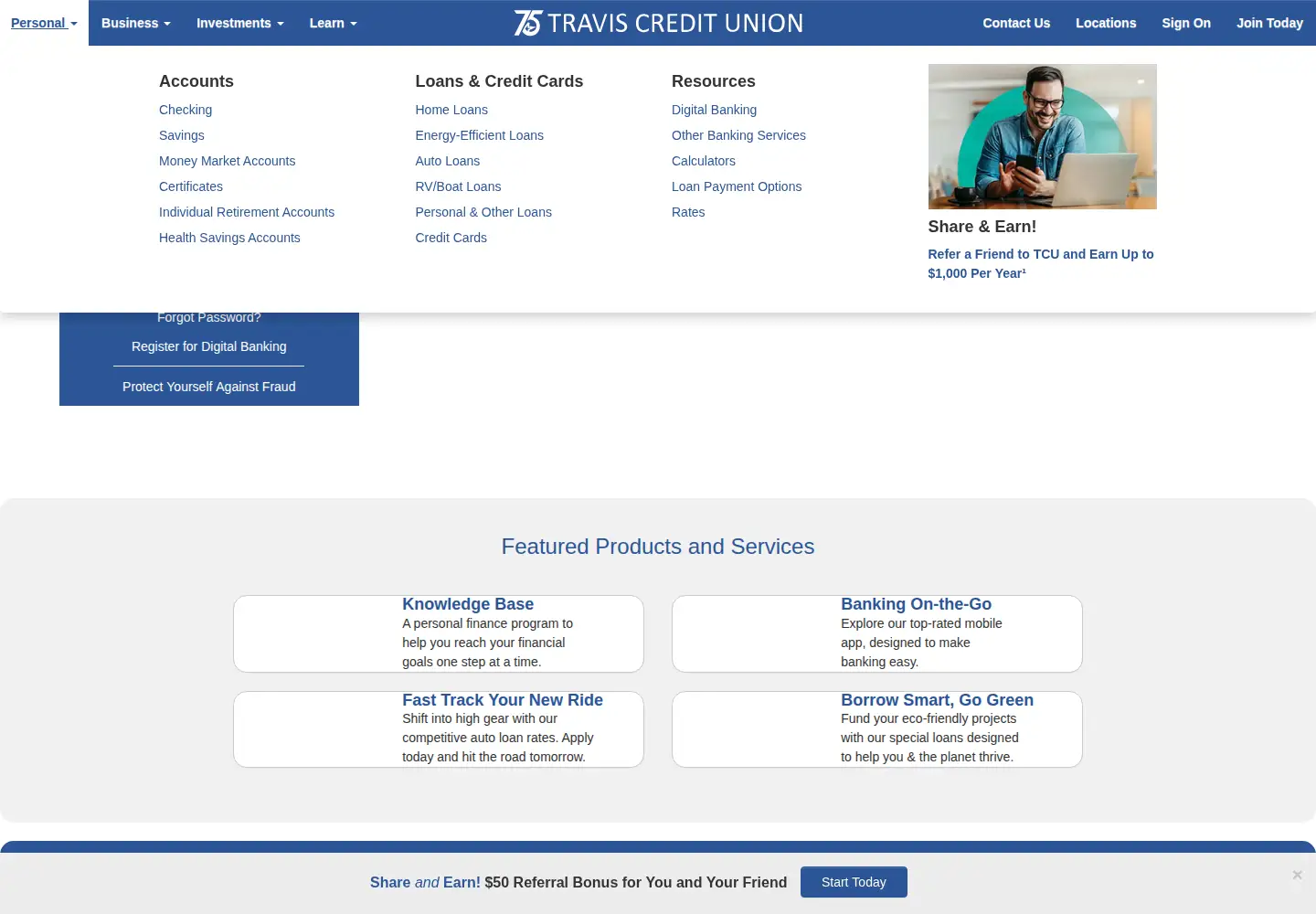 Screenshot of traviscu.org