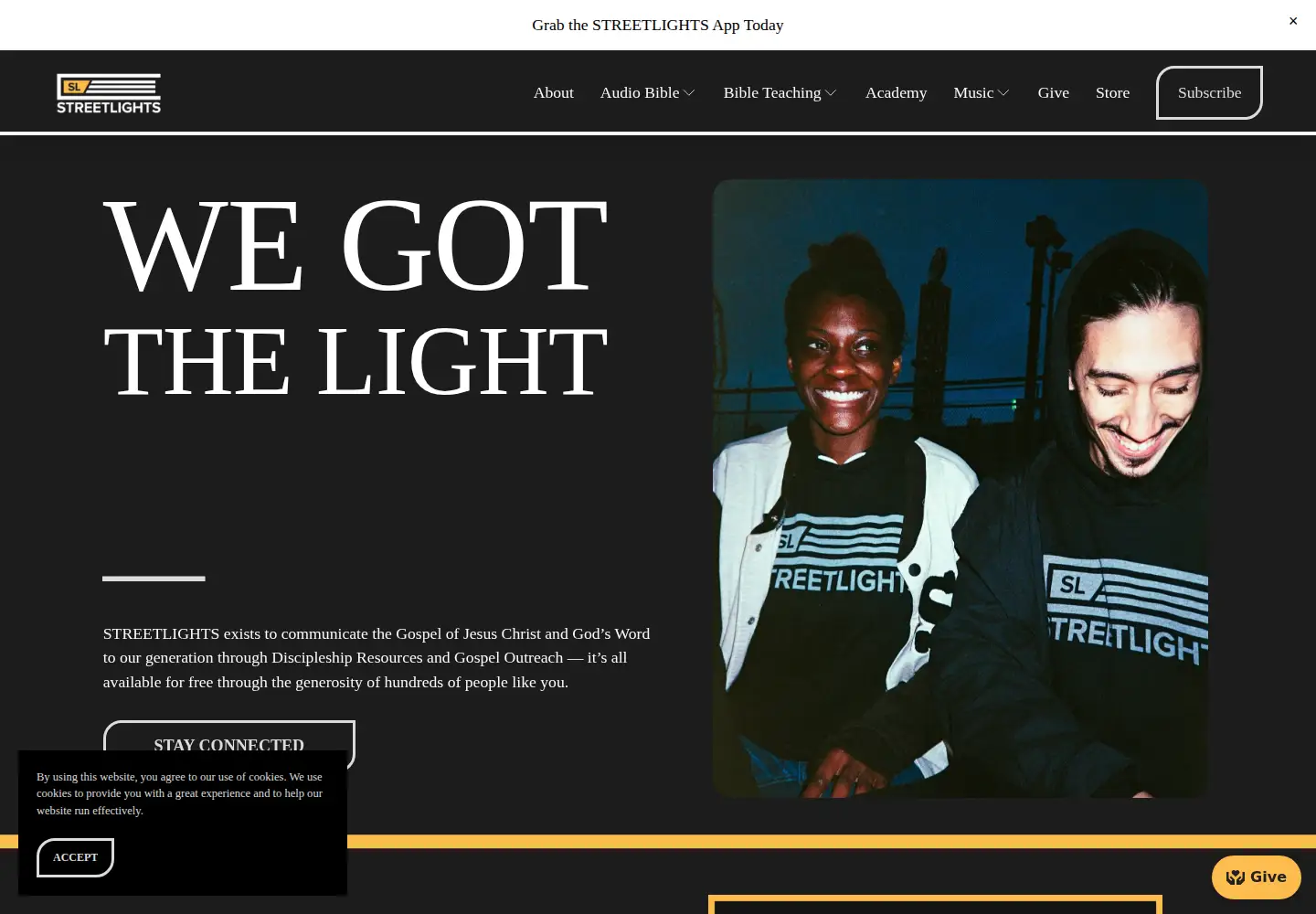 Captured homepage of streetlightsbible.com in the current scan