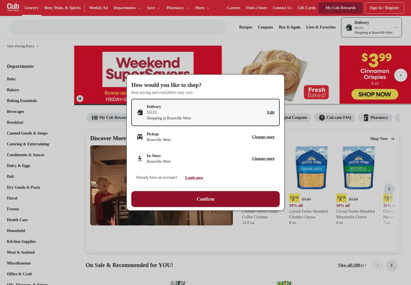 Captured homepage of cub.com in the current scan