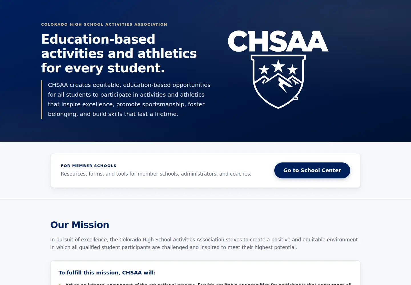 Screenshot of chsaa.org
