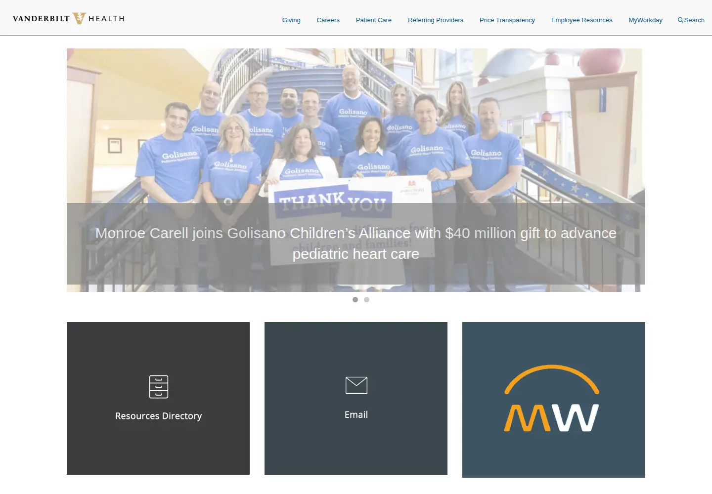 Screenshot of vumc.org