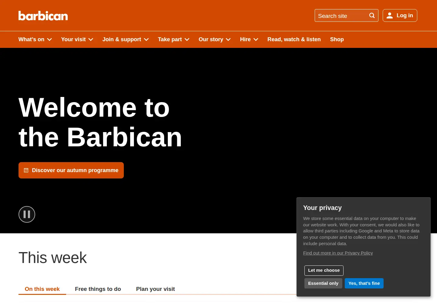 Screenshot of barbican.org.uk