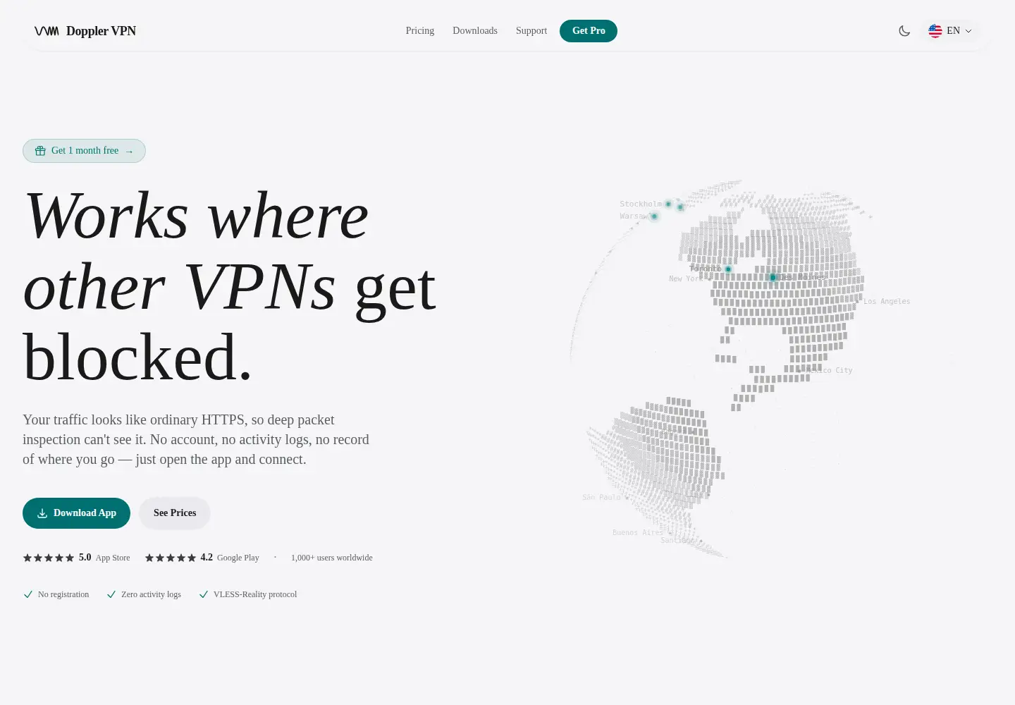 Captured homepage of dopplervpn.org in the current scan