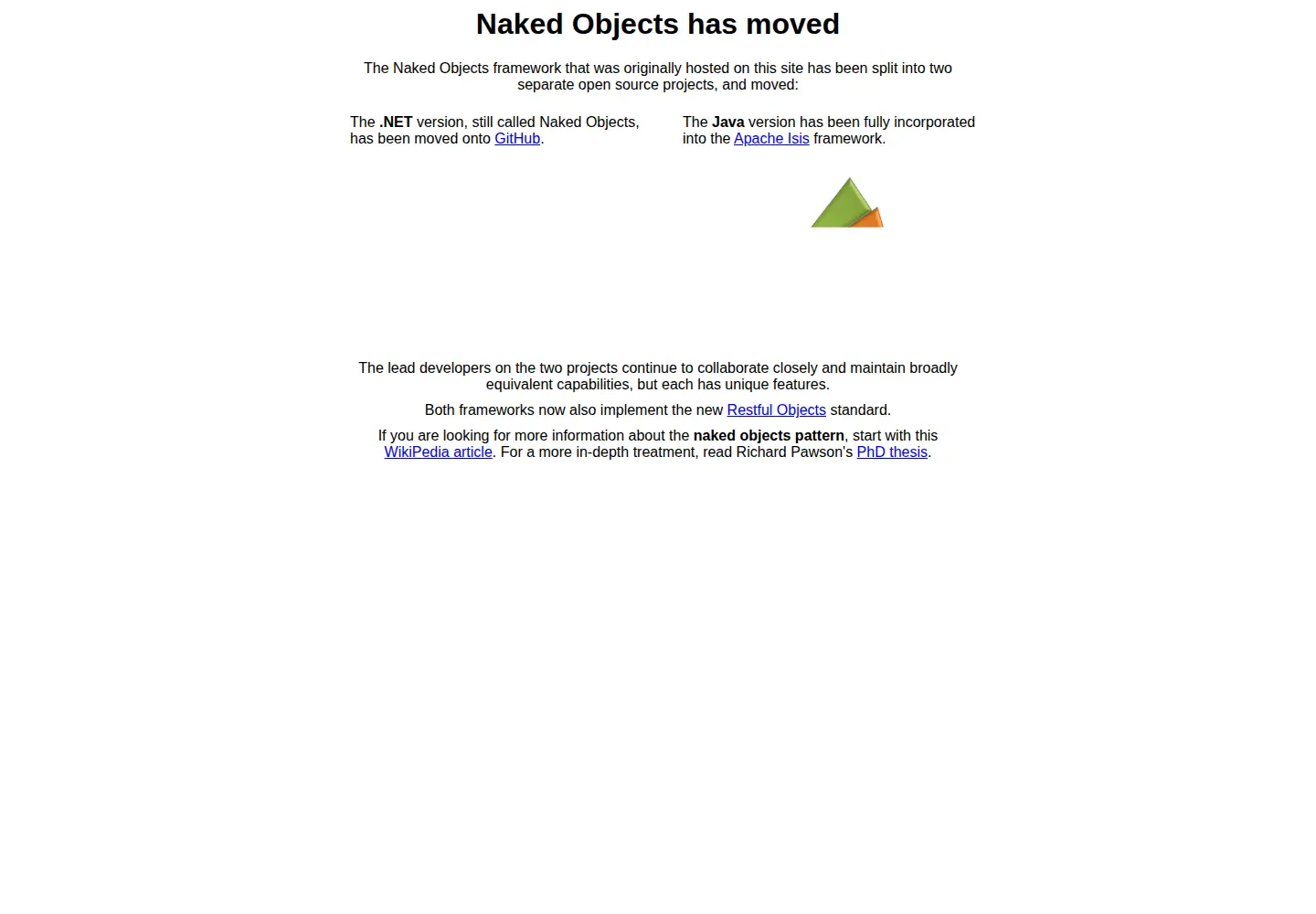 Screenshot of nakedobjects.org
