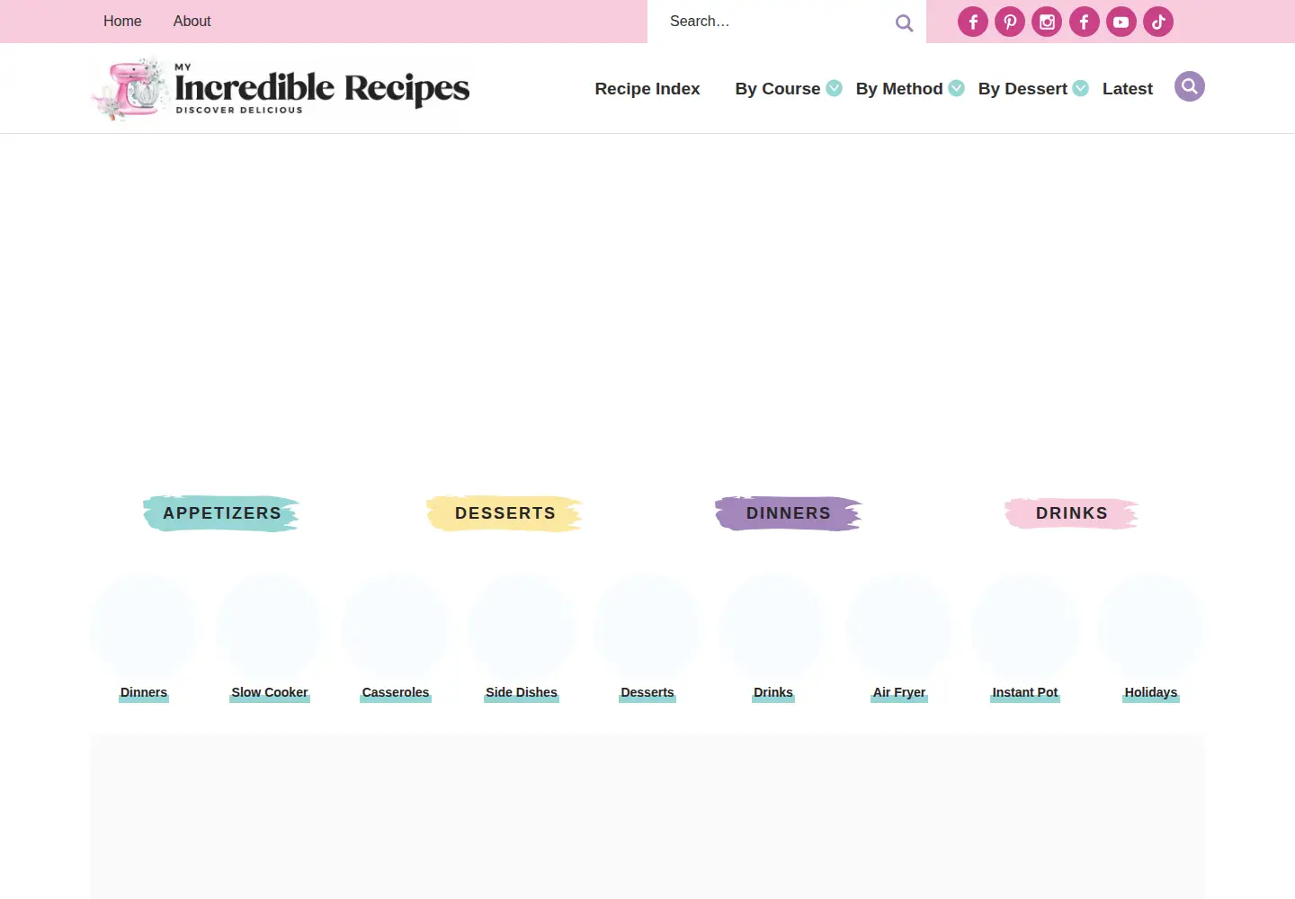 Captured homepage of myincrediblerecipes.com in the current scan