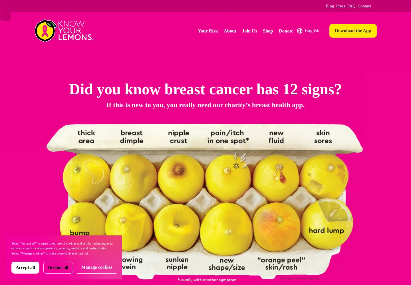 Captured homepage of knowyourlemons.com in the current scan